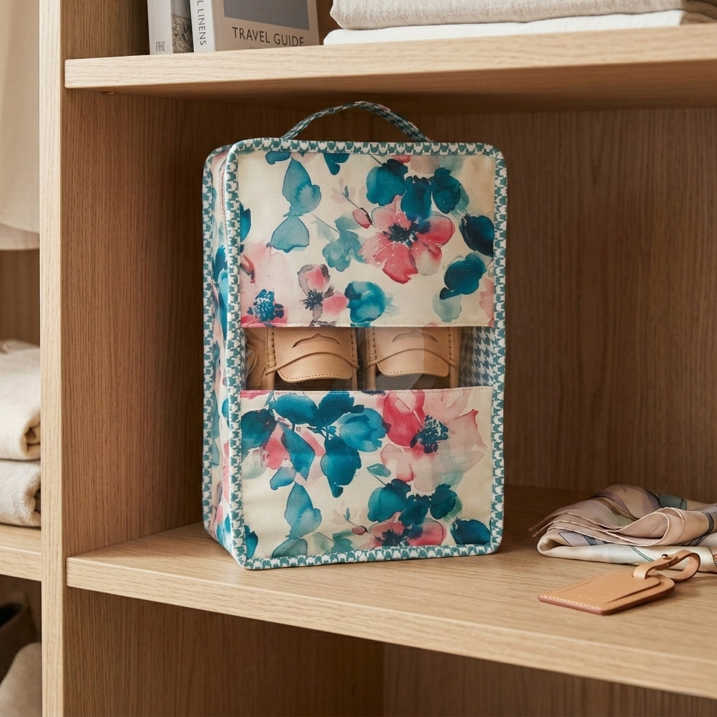 AQUA ROSE PRINT GRAND SHOE ZIP BOX