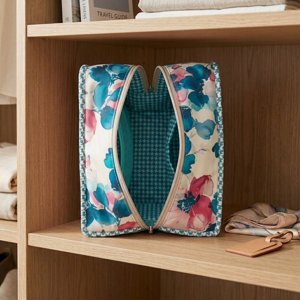 AQUA ROSE PRINT GRAND SHOE ZIP BOX
