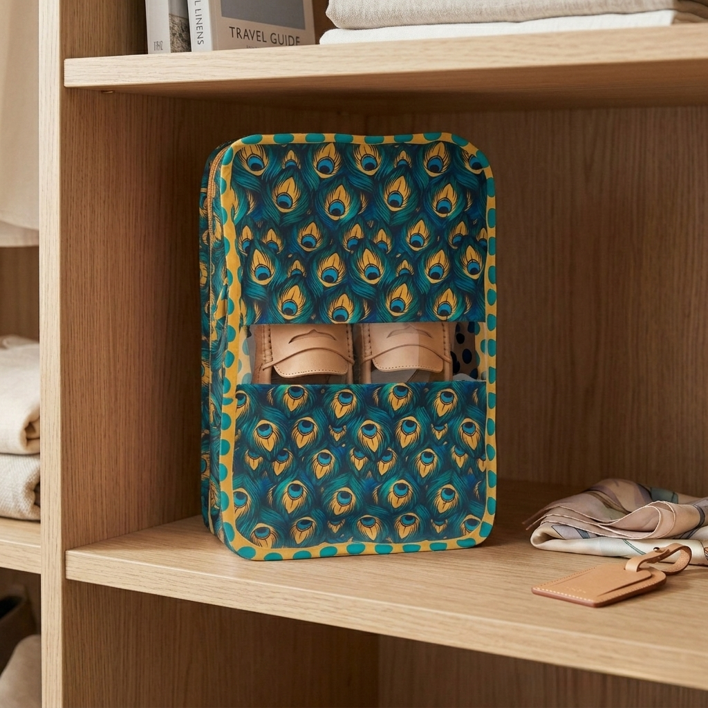 PEACOCK GLORY PRINT Grand Shoe Zip Box
