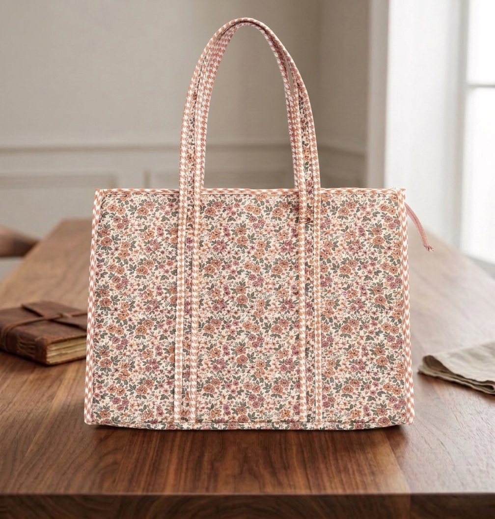SUNSET POPPY PARADE  PRINT SMALL TOTE BAG