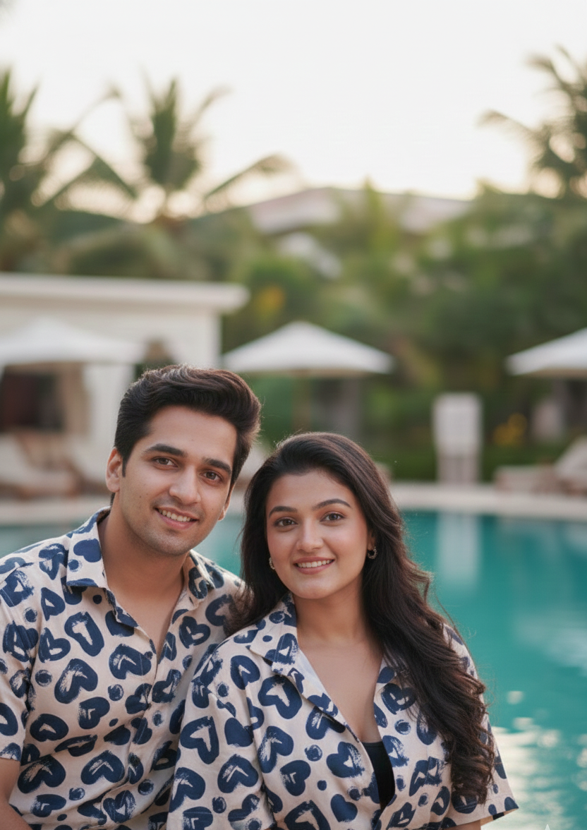Heart navy Couple shirt