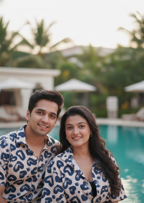 Heart navy Couple shirt