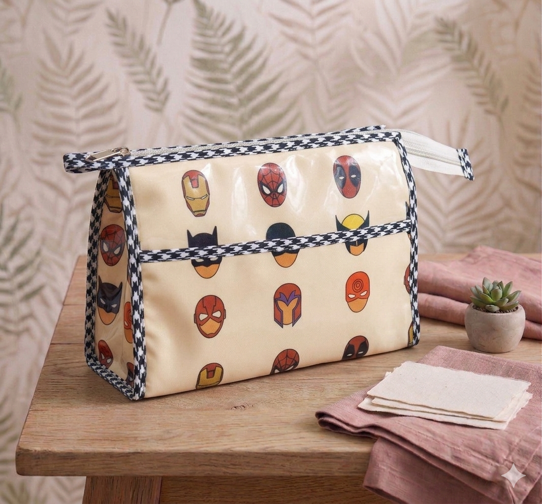 SUPER MASK PARADE PRINT TRIOZIP TOILETRY BAG