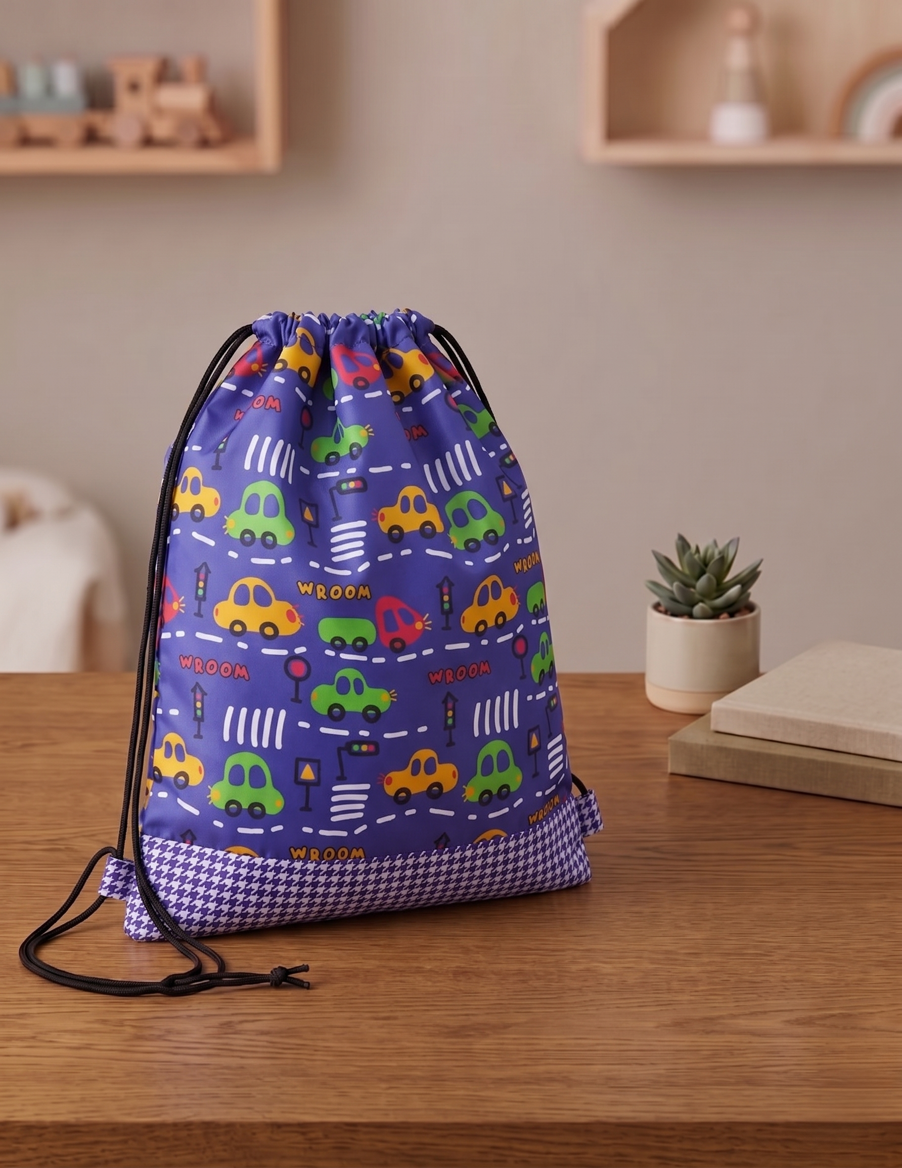 CITY VROOM PRINT DRAWSTRING BACKPACK
