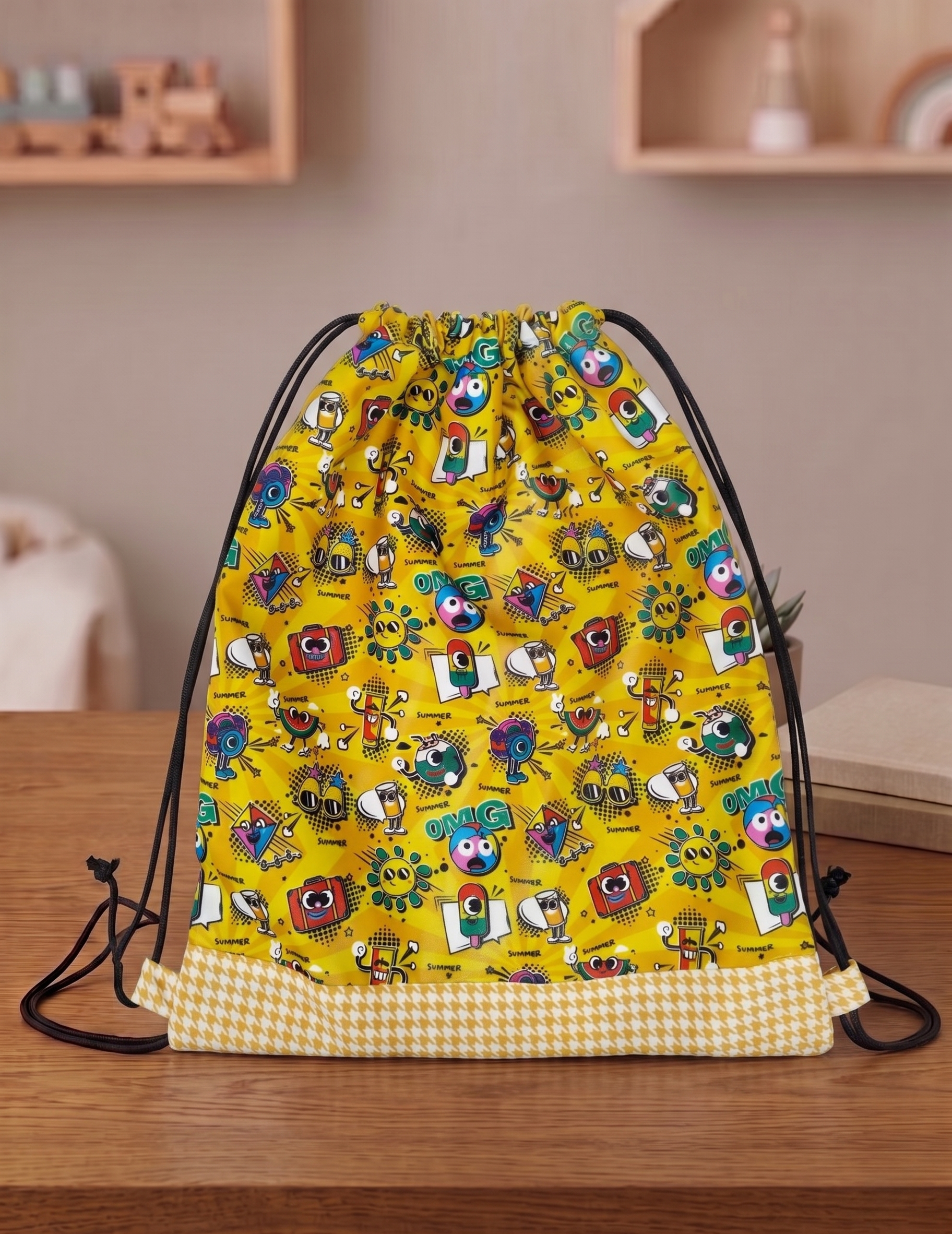SUMMER VIBES PRINT DRAWSTRING BACKPACK