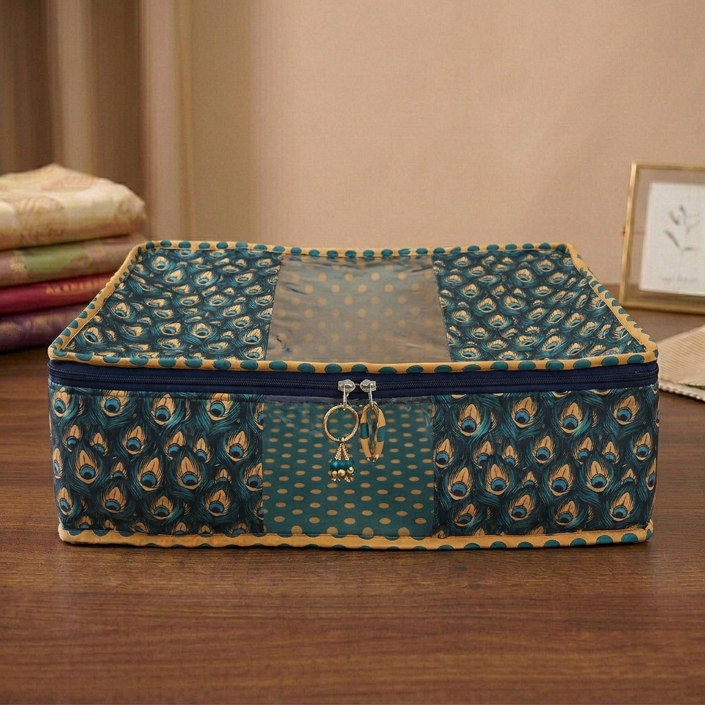 PEACOCK GLORY Print Grand Saree Organizer