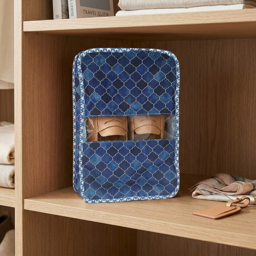 INDIGO MOSAIC PRINT Grand Shoe Zip Box
