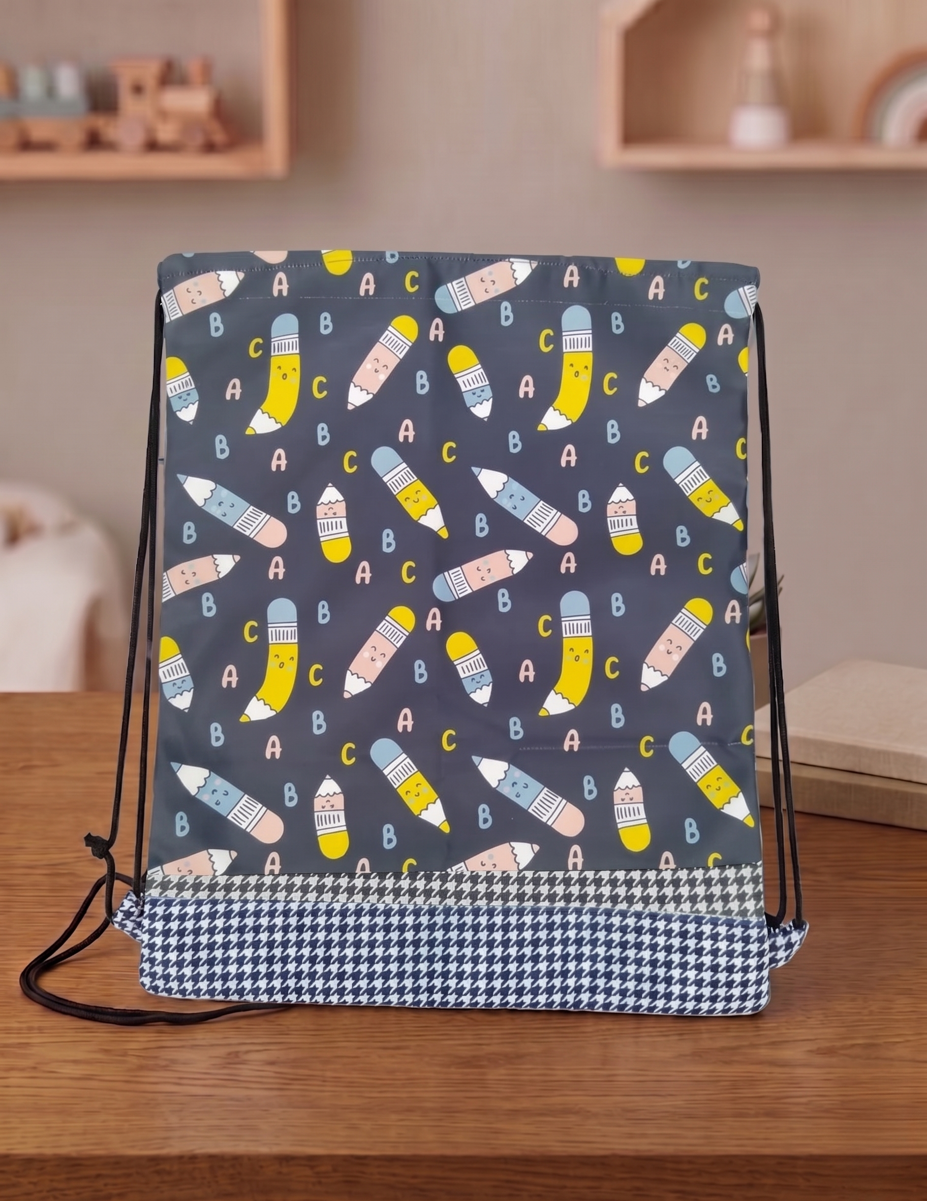 ABC DOODLE PRINT DRAWSTRING BACKPACK