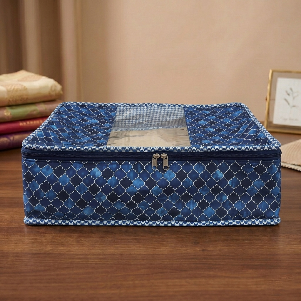 INDIGO MOSAIC Print Grand Saree Organizer
