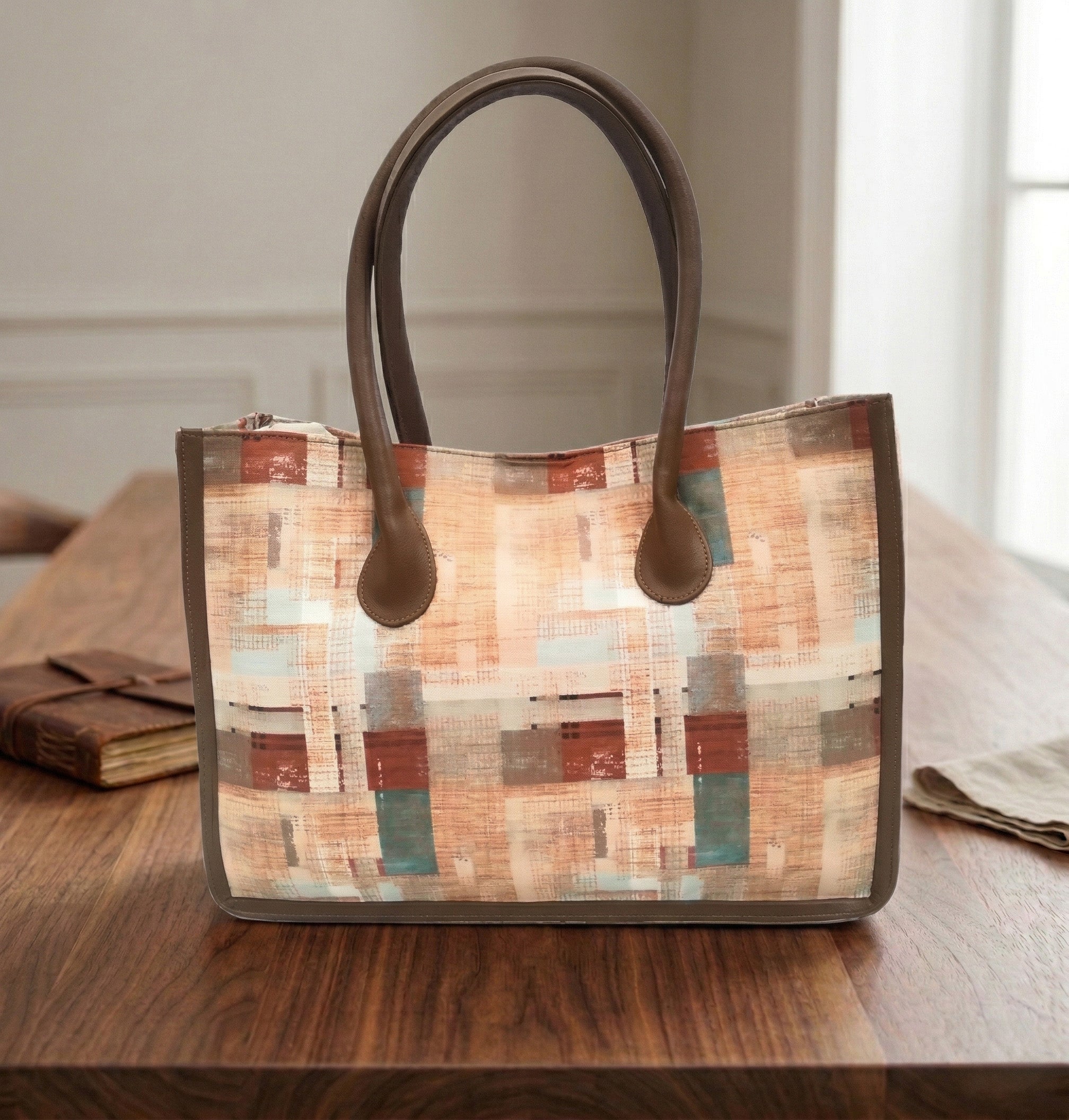 ABSTRACT GEOMETRIC TRAVEL LEATHER BAG