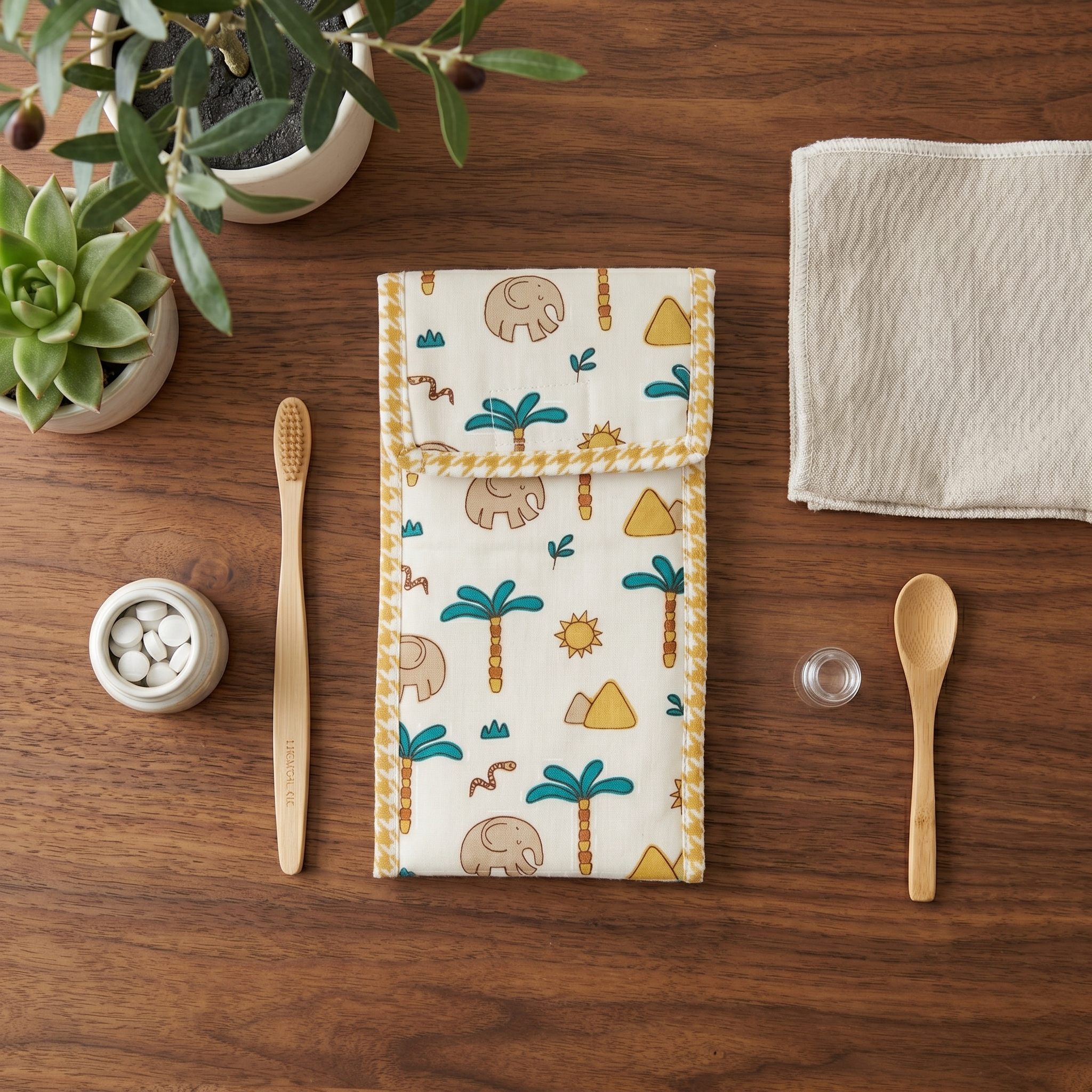 DESERT ELEPHANT PRINT TRAVEL DENTAL KIT