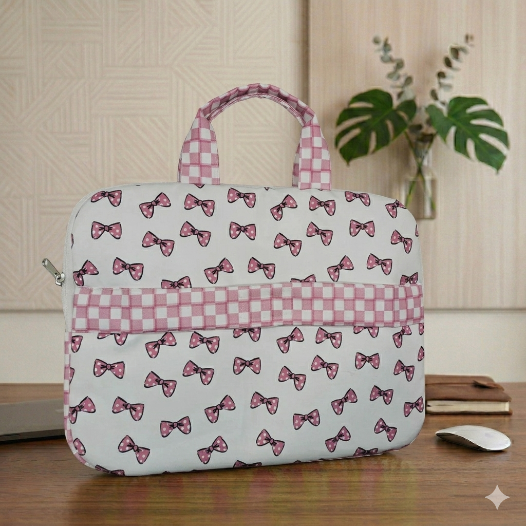 Classy Bow Print Laptop Bag