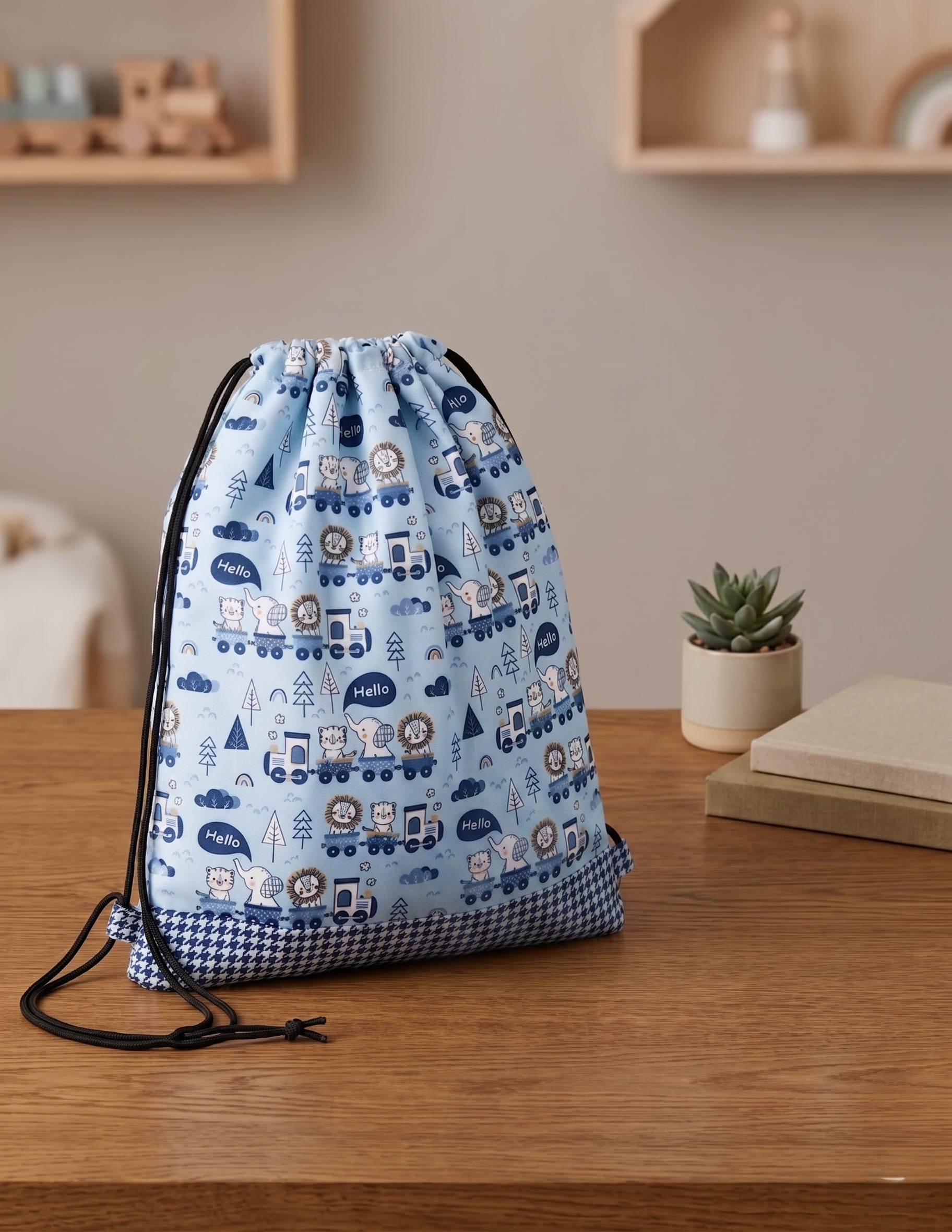 JUNGLE RIDE PRINT DRAWSTRING BACKPACK