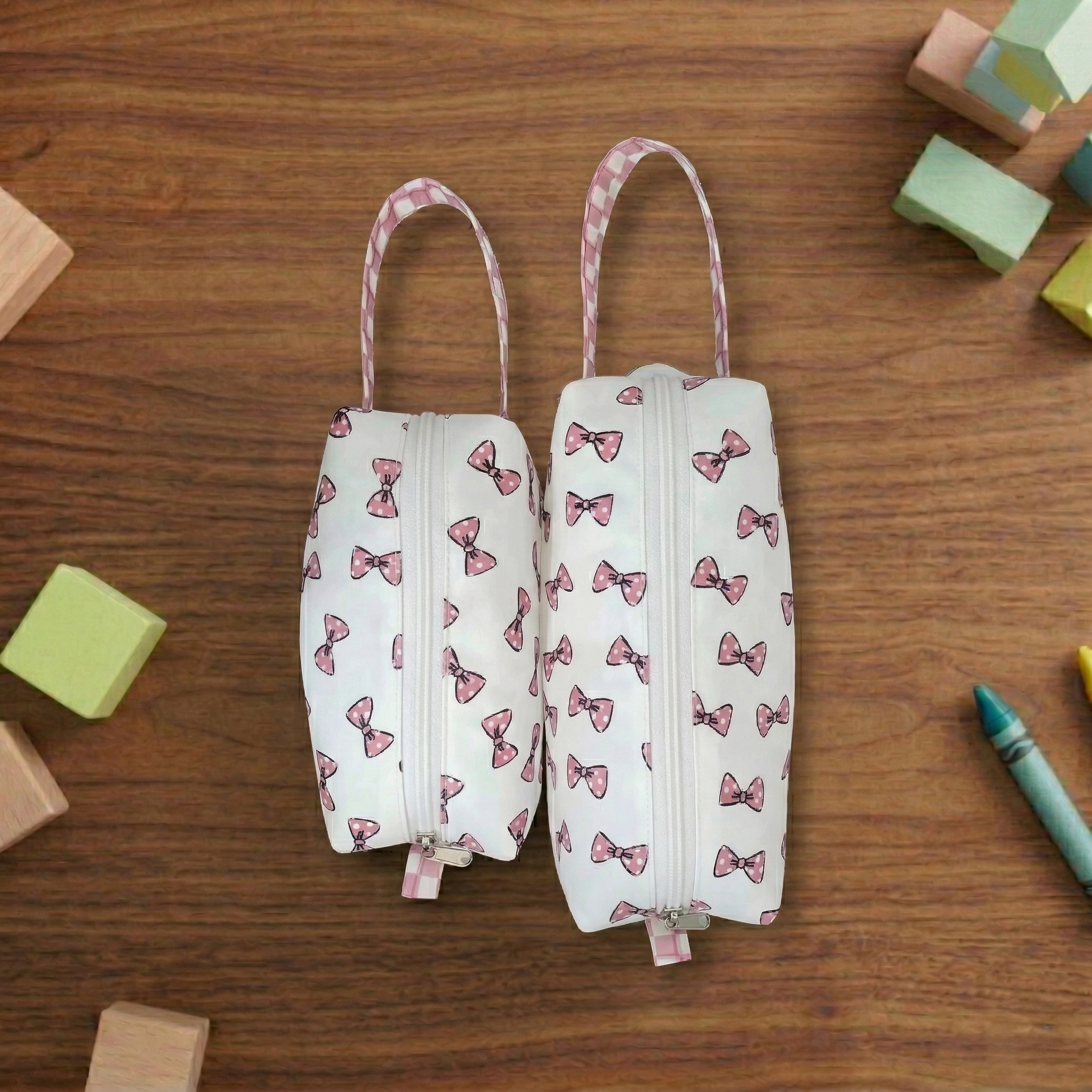 Classy Bow Print Small Duo Pouch Set