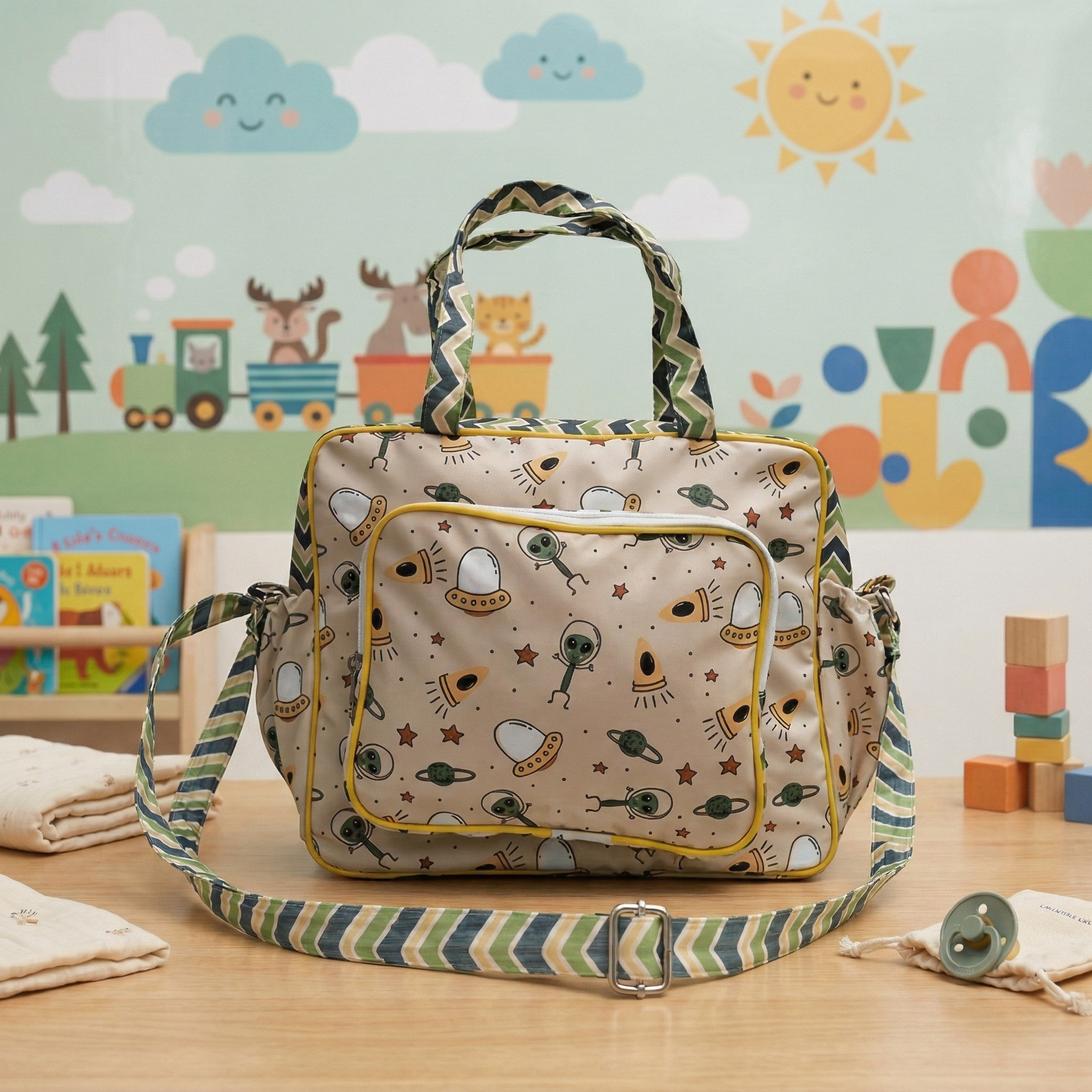 SPACE INVADERS PRINT Baby Diaper Bag