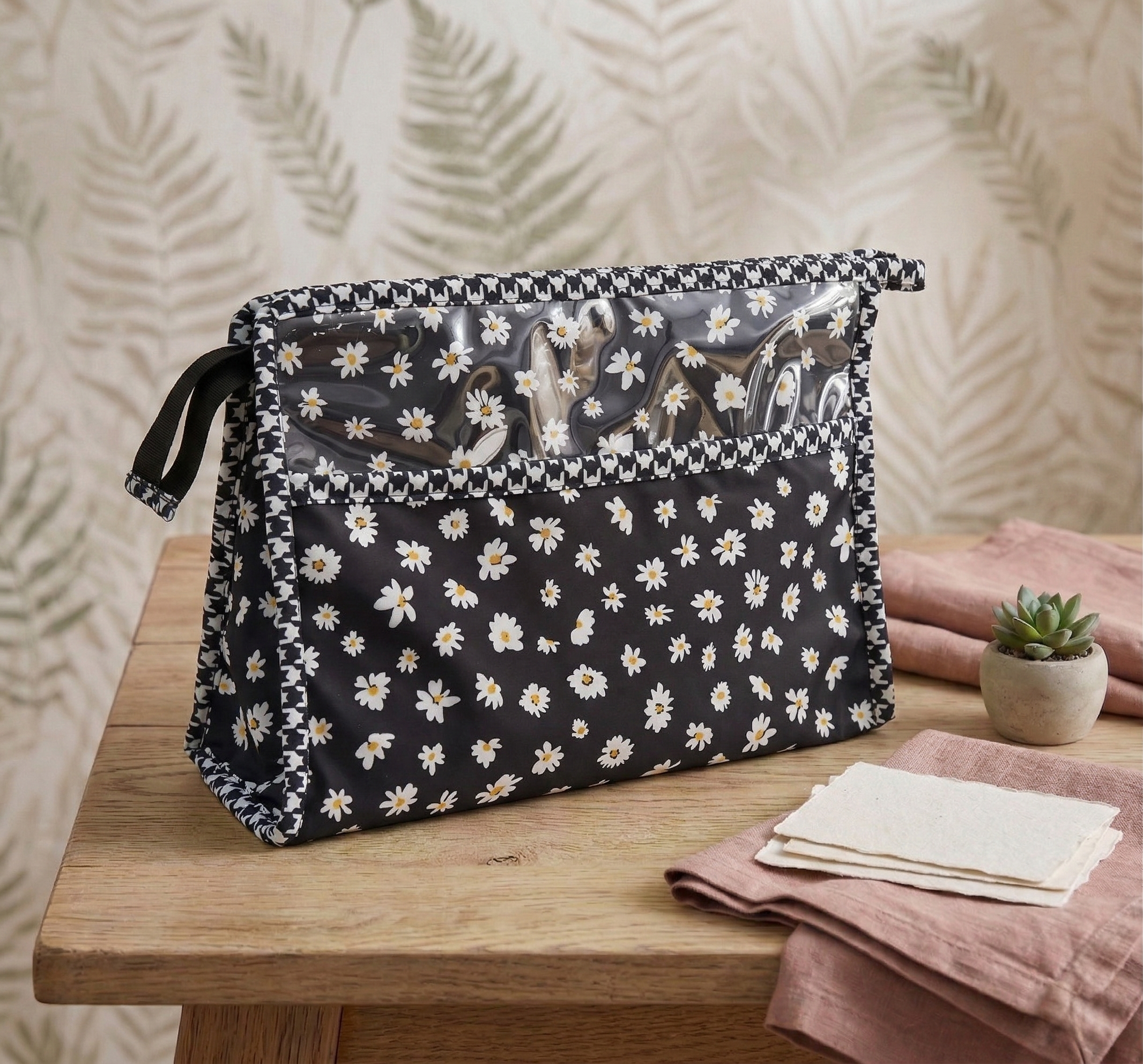 MIDNIGHT DAISY PRINT TrioZip Toiletry Bag