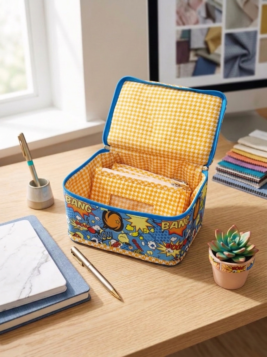 COMIC BOOK PRINT JEWELLERY POUCH ORGANISER