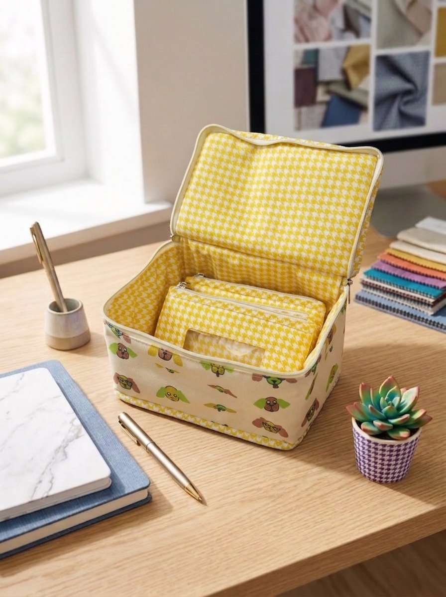 PUPPY FACES PRINT JEWELLERY POUCH ORGANISER