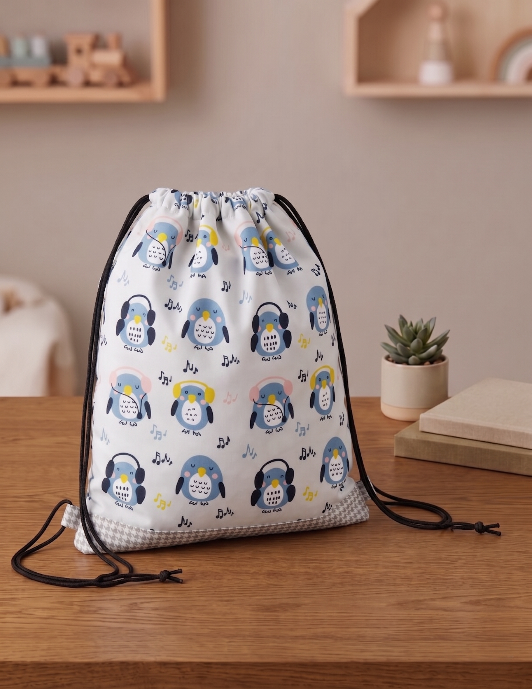 PENGUIN POP PRINT DRAWSTRING BACKPACK