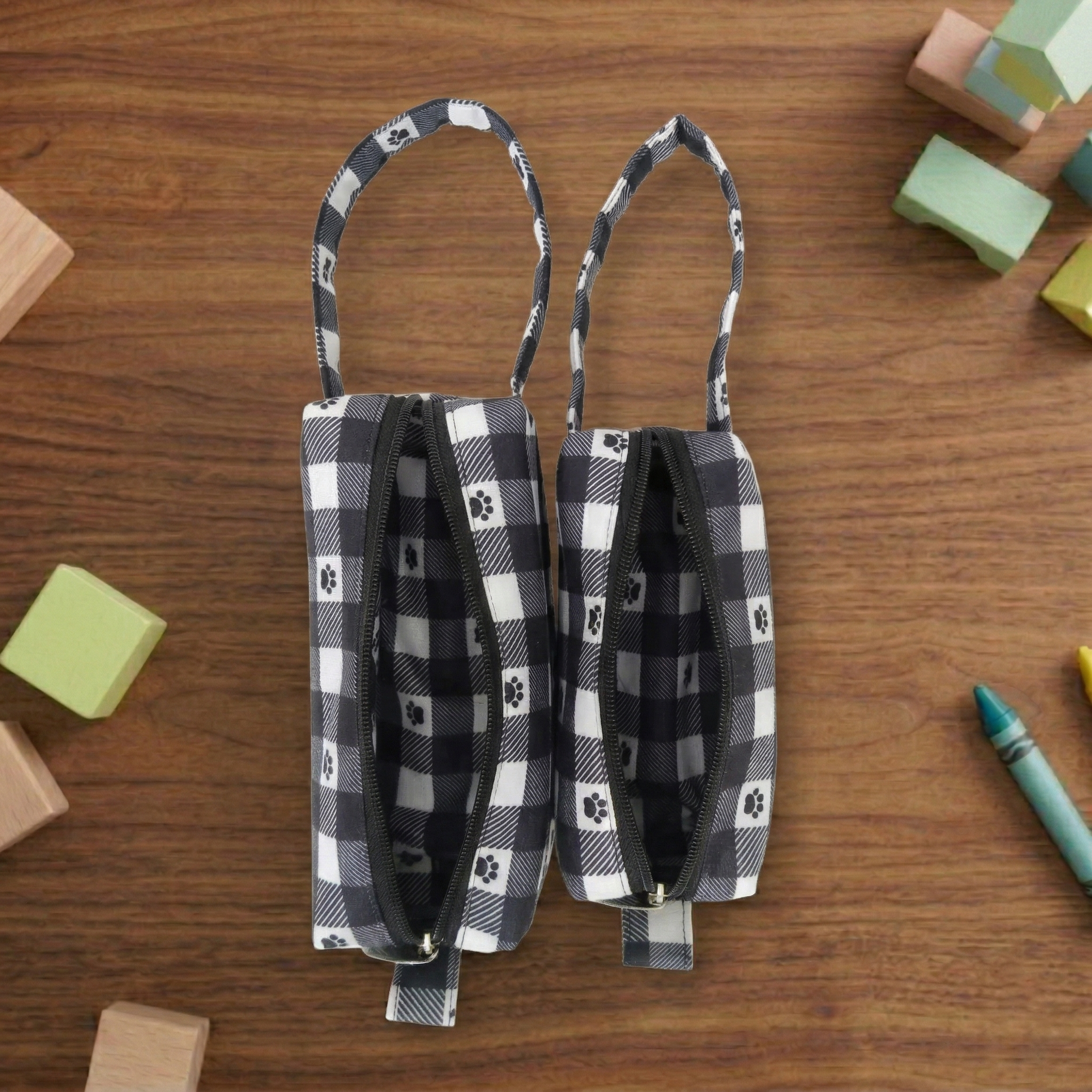 BLACK PAW PRINT SMALL DUO POUCH SET