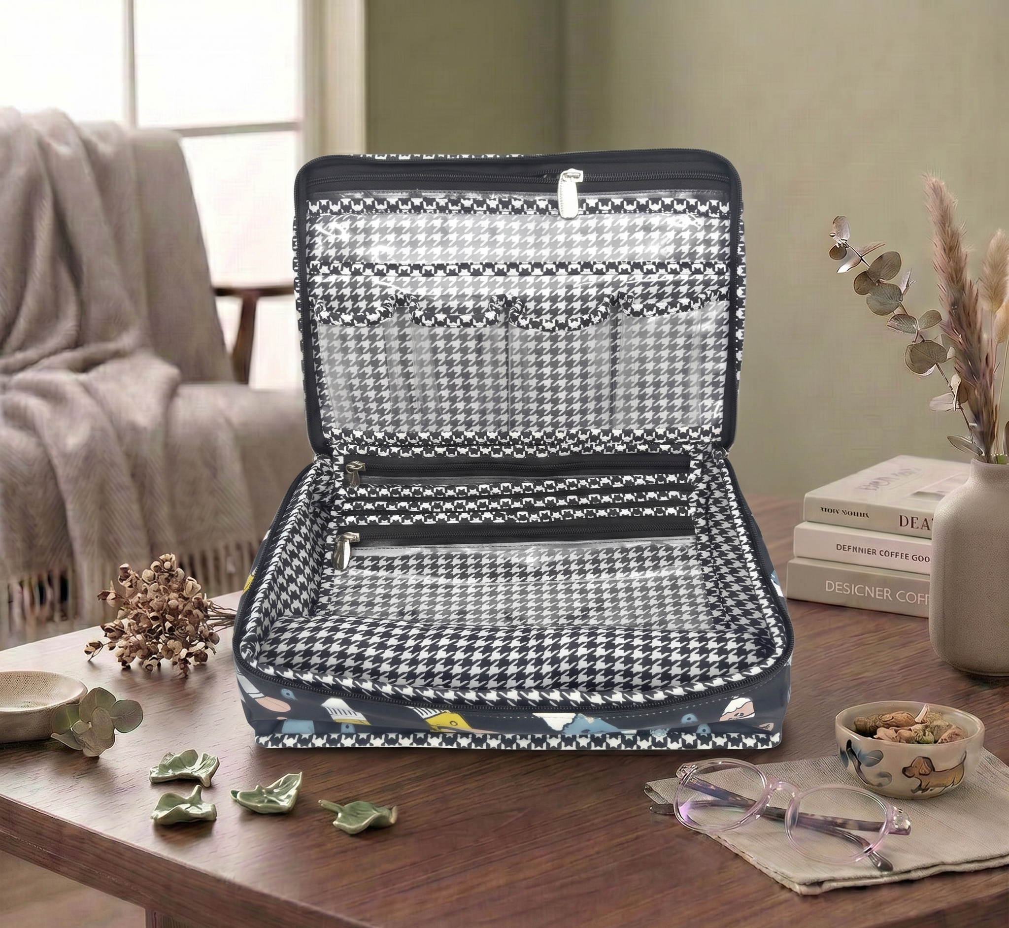 ABC DOODLE PRINT MULTIPURPOSE JEWELRY ORGANIZER SET
