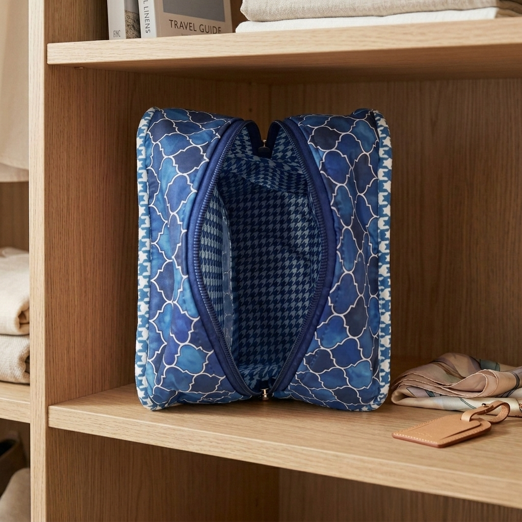 INDIGO MOSAIC PRINT Grand Shoe Zip Box