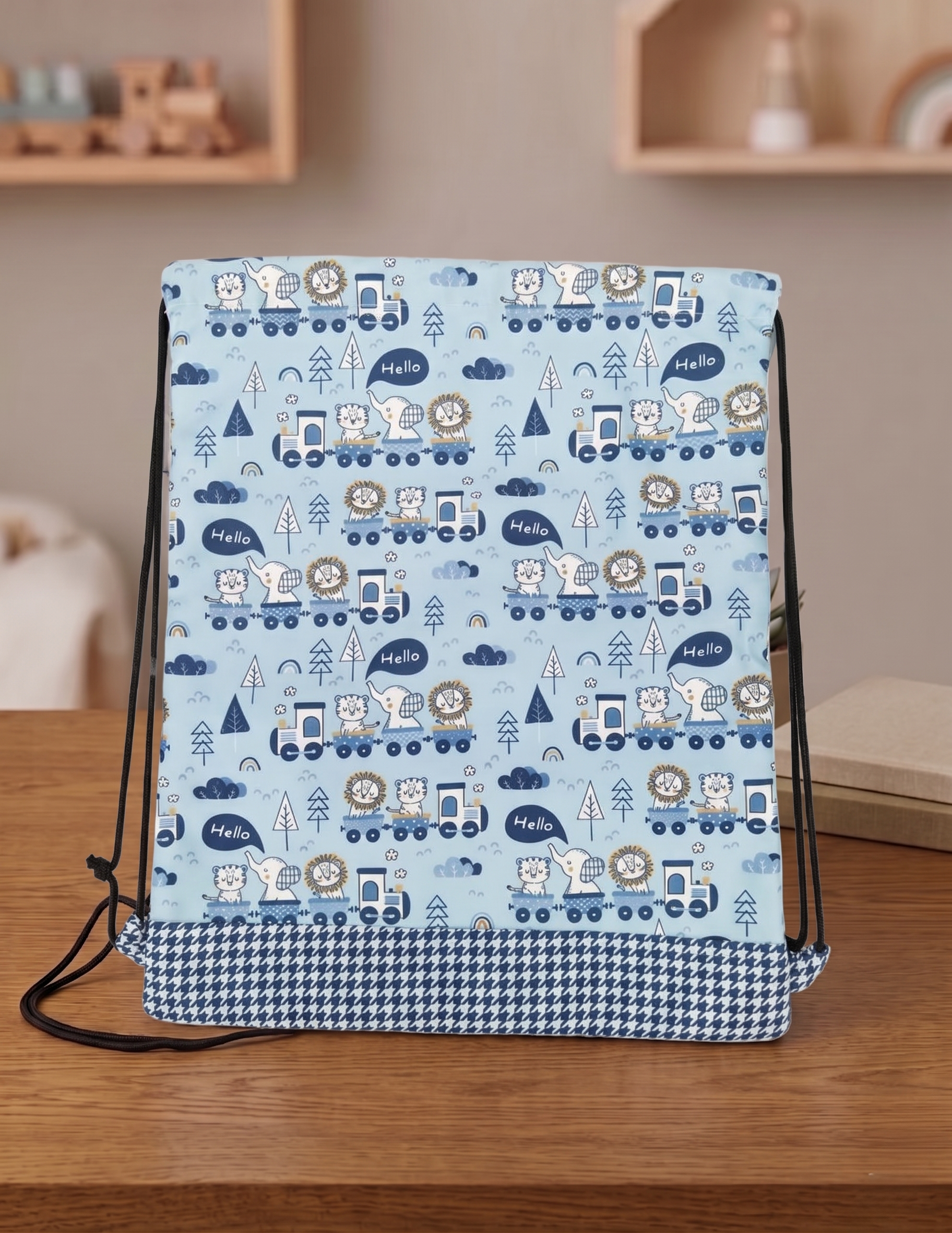 JUNGLE RIDE PRINT DRAWSTRING BACKPACK