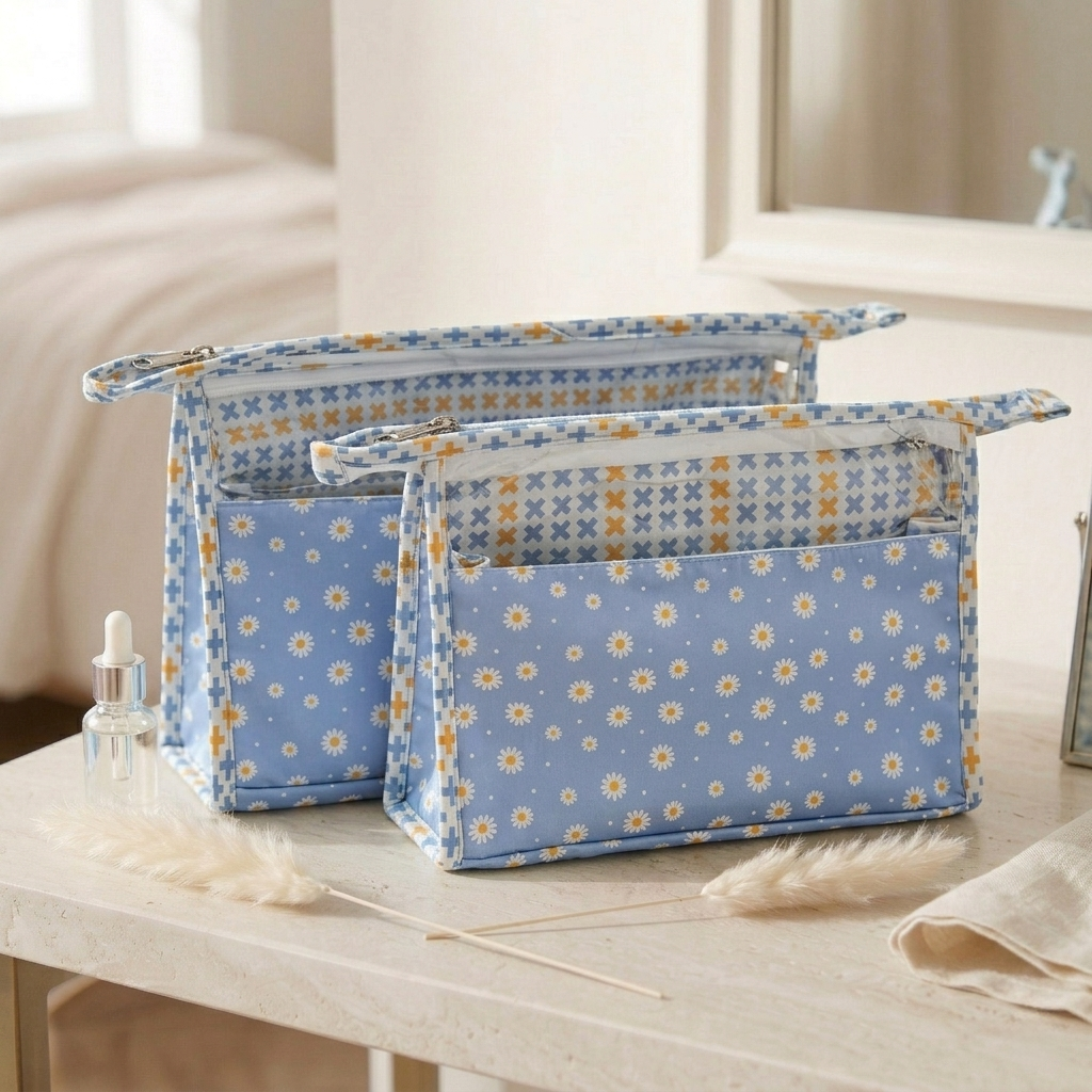 DAISY DREAMS PRINT TRAVEL MAKEUP POUCH SET