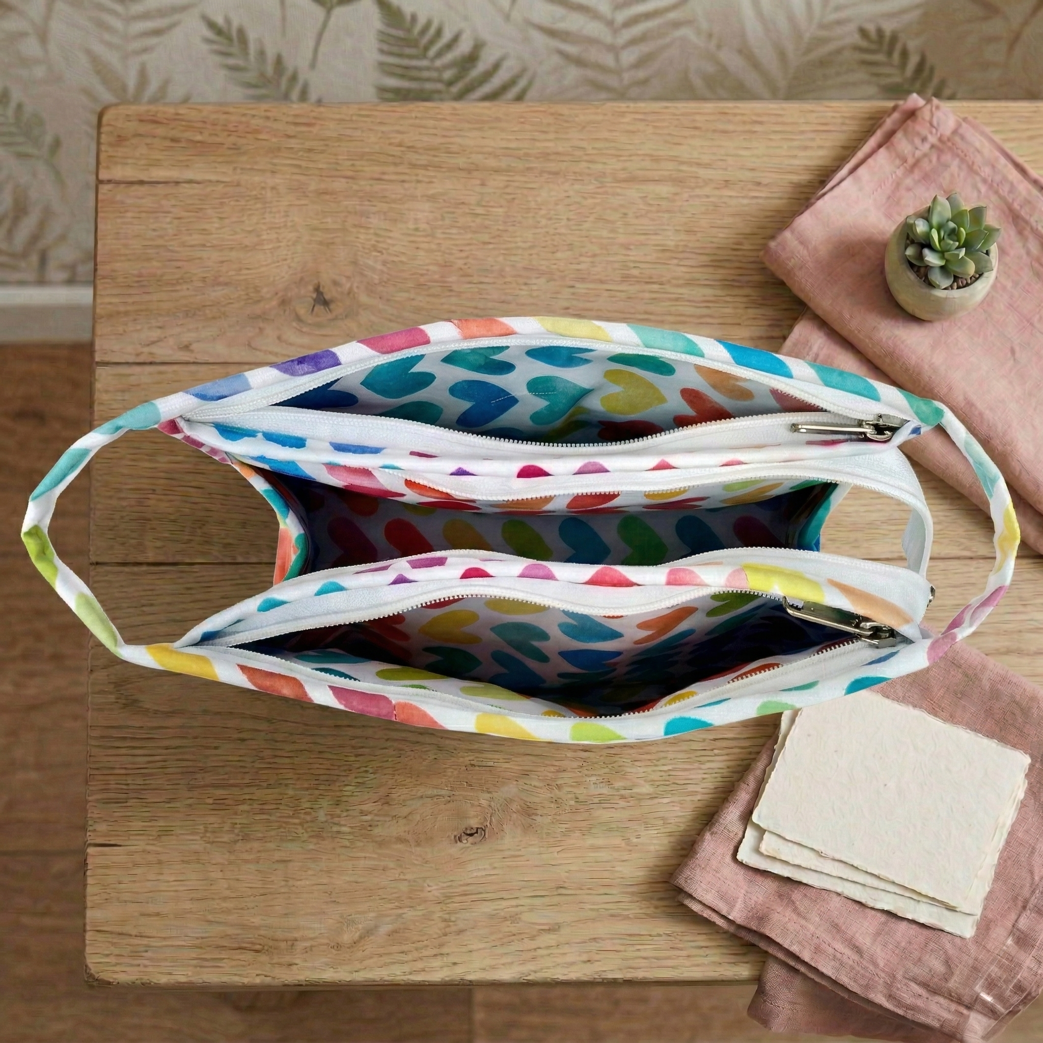 LOVE RAINBOW PRINT TRIOZIP TOILETRY BAG