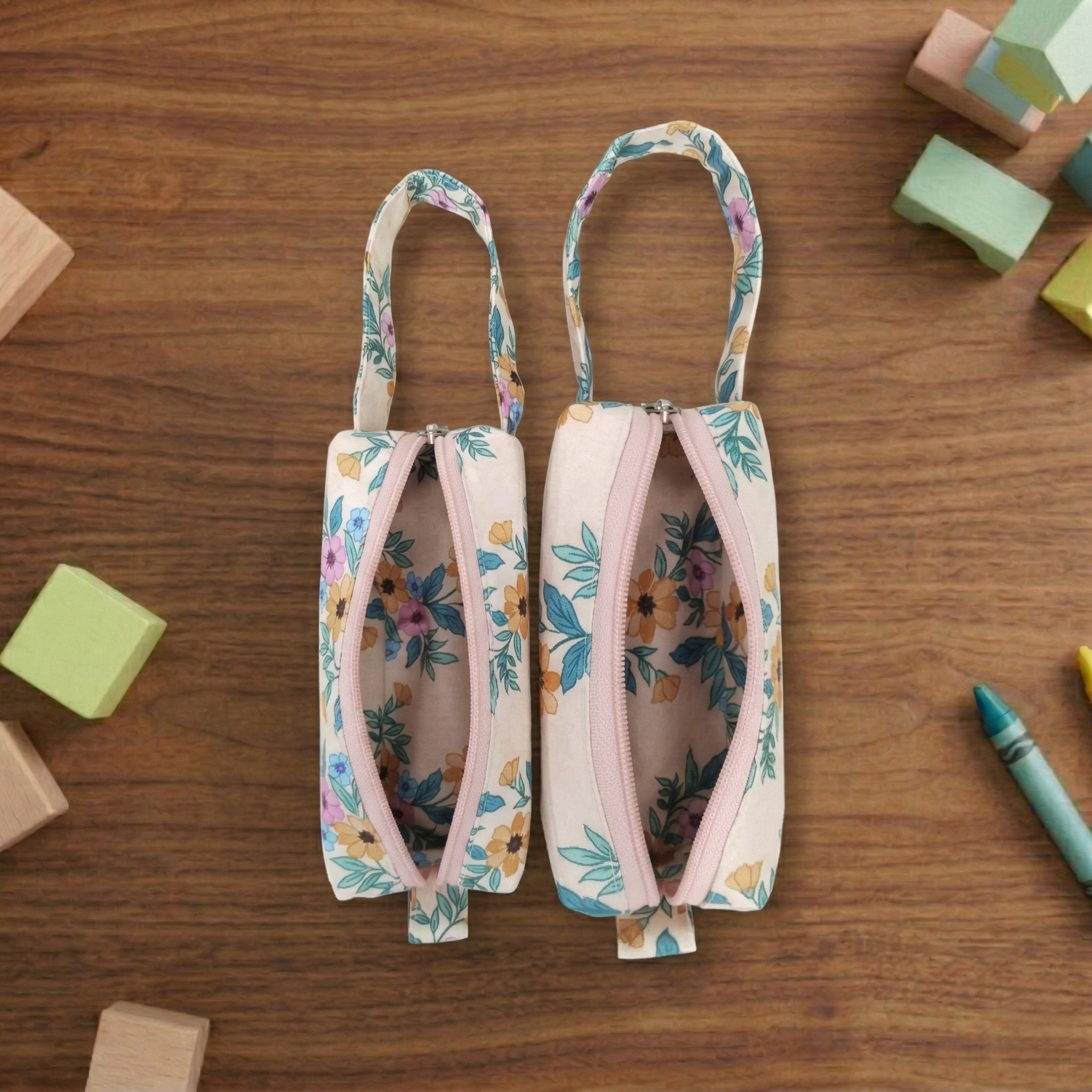 SUNRISE PETALS PRINT SMALL DUO POUCH SET