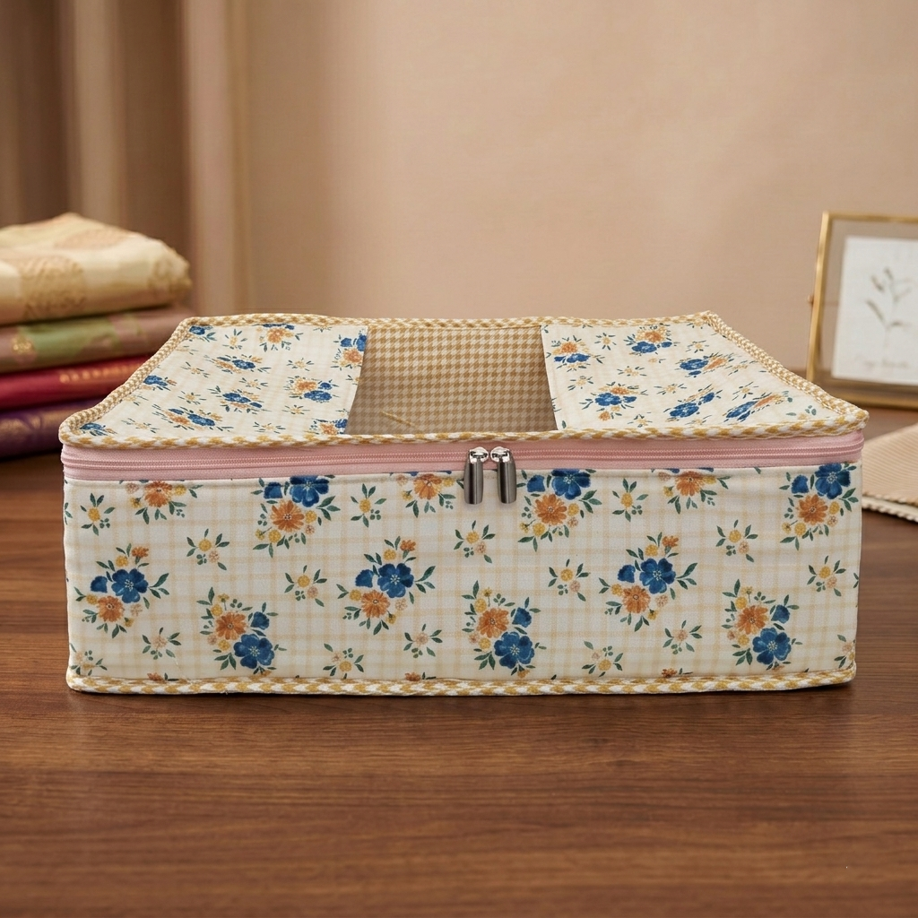 BLUEBELL BUTTERSCOTCH CHECKS PRINT GRAND SAREE ORGANIZER