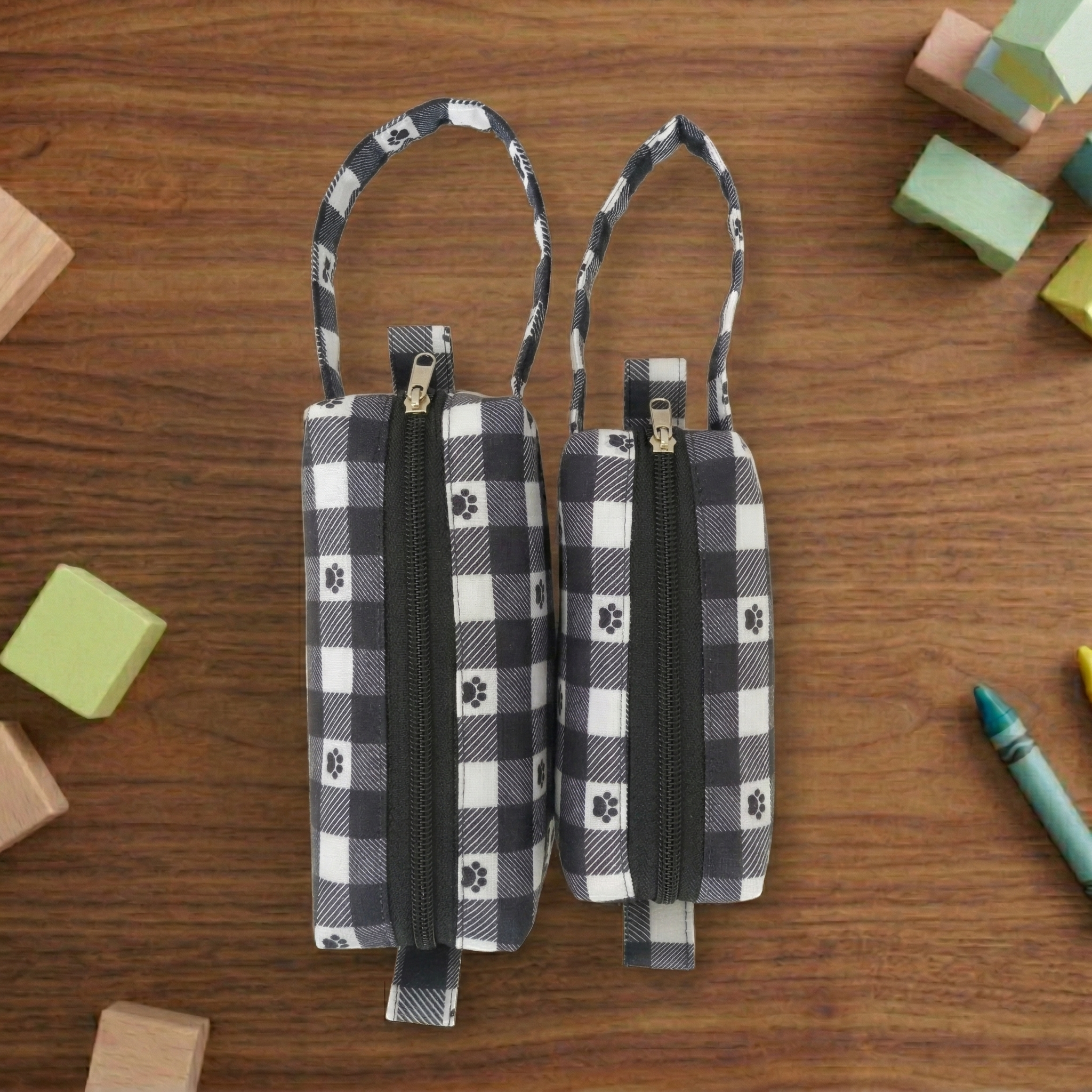 BLACK PAW PRINT SMALL DUO POUCH SET