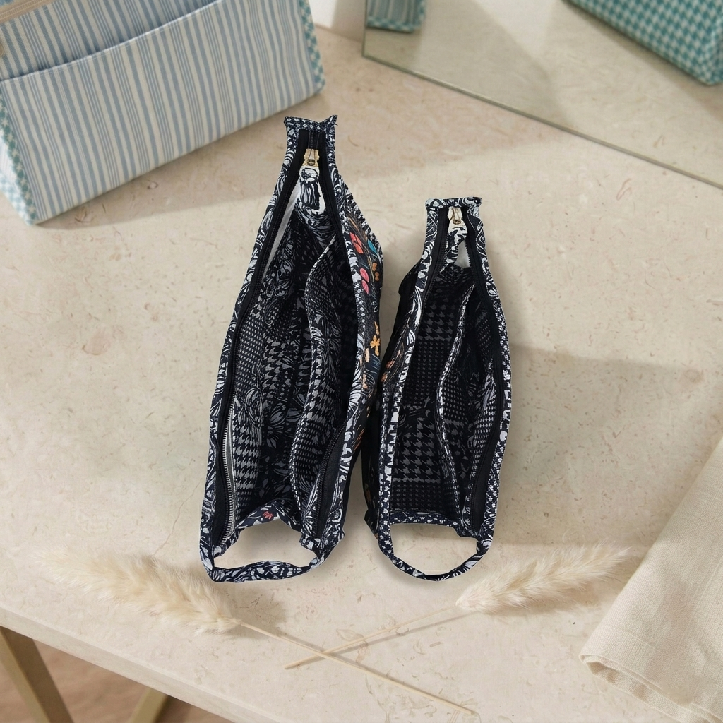 FLORA FIESTA PRINT TRAVEL MAKEUP POUCH SET