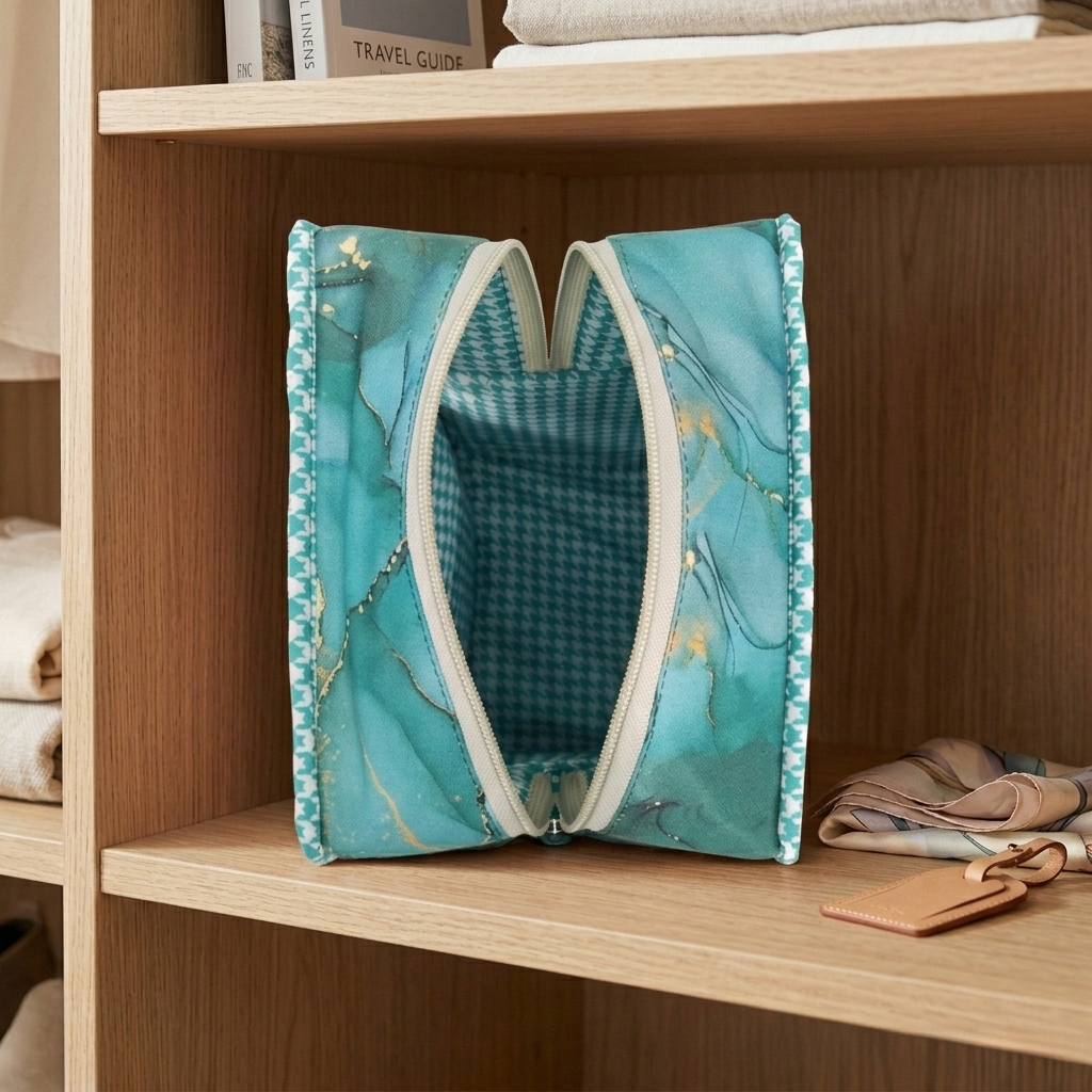 EMERALD GOLD MARBLE PRINT GRAND SHOE ZIP BOX