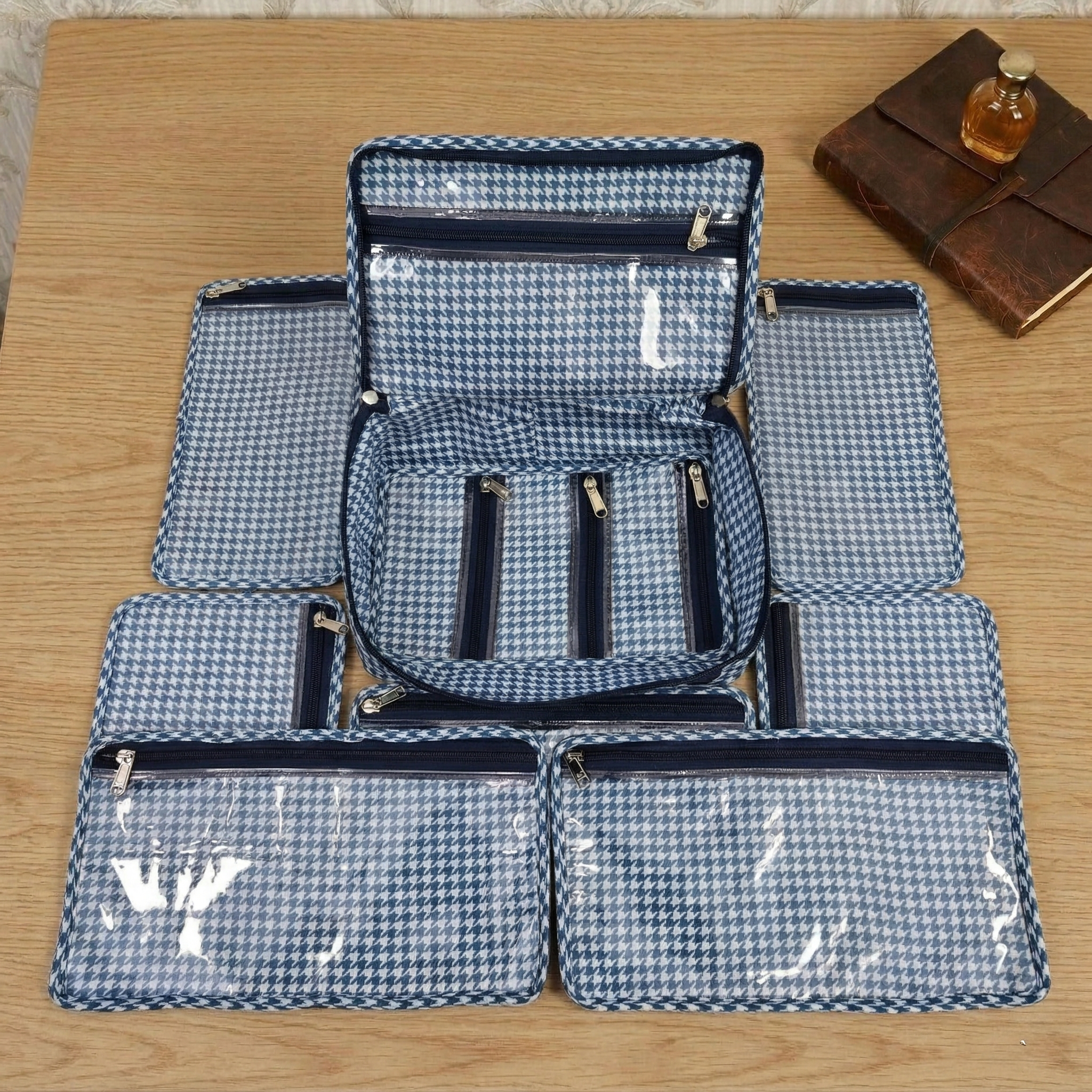 INDIGO MOSAIC PRINT JEWELRY ORGANIZER