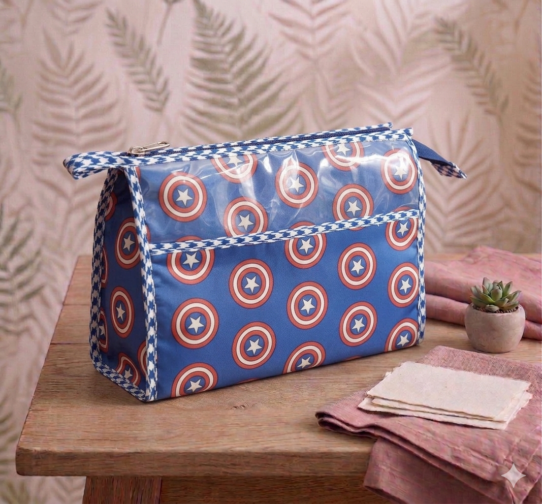 SUPER SHIELD PRINT TRIOZIP TOILETRY BAG