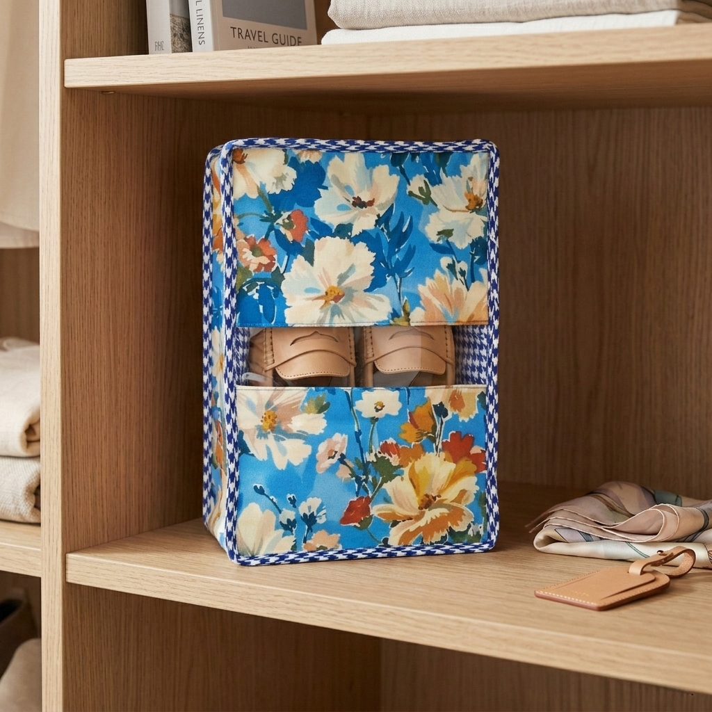 AZURE BLOOM PRINT GRAND SHOE ZIP BOX