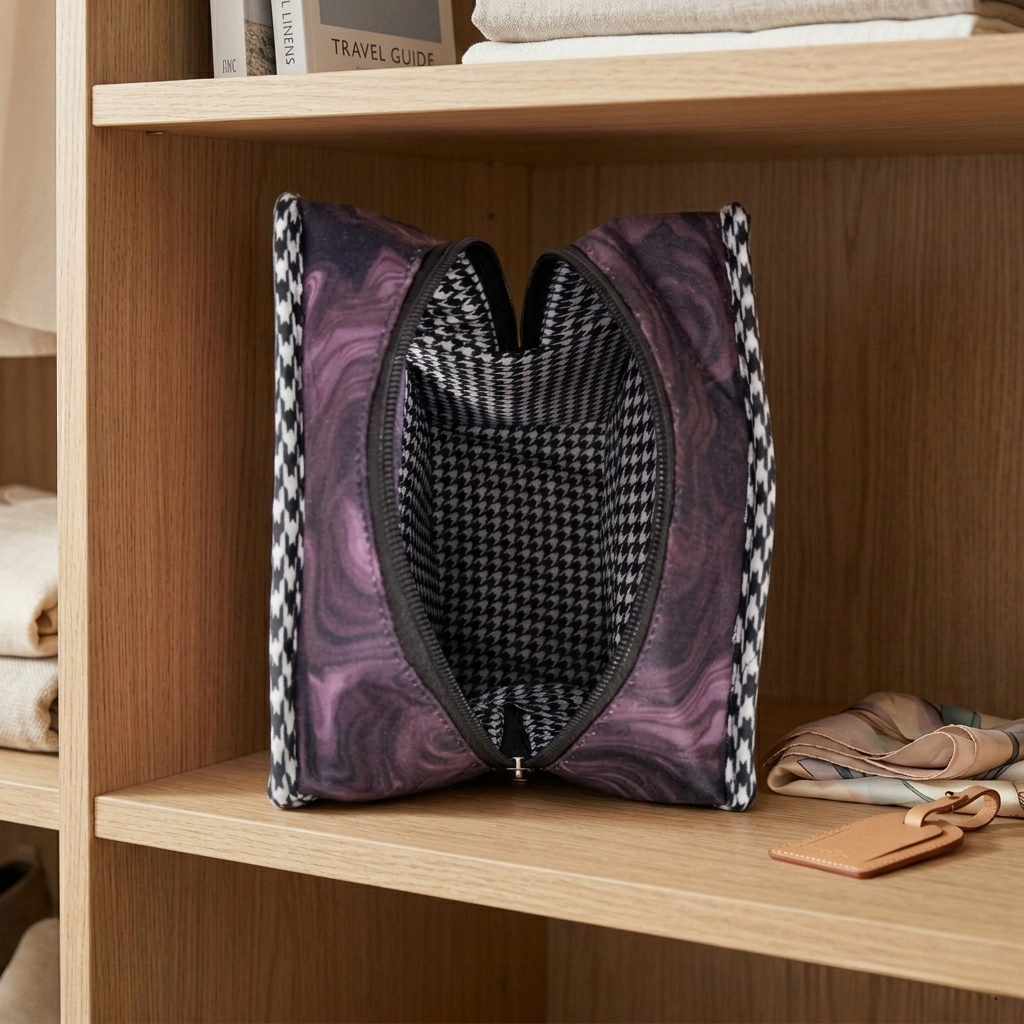 PLUM MARBLE PRINT GRAND SHOE ZIP BOX