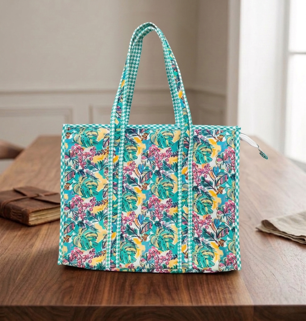 SUNSET JUNGLE PUNCH PRINT SMALL TOTE BAG