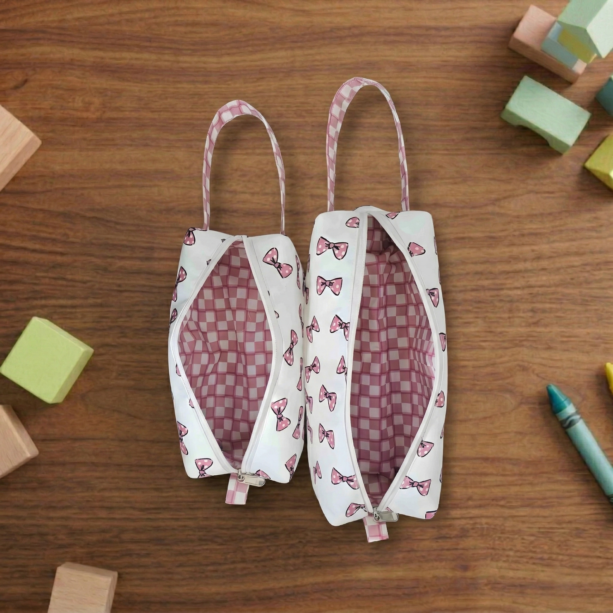 Classy Bow Print Small Duo Pouch Set