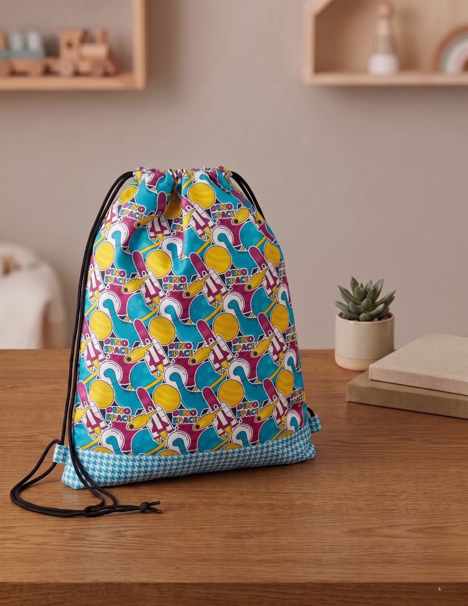 ASTROSAURS PRINT DRAWSTRING BACKPACK