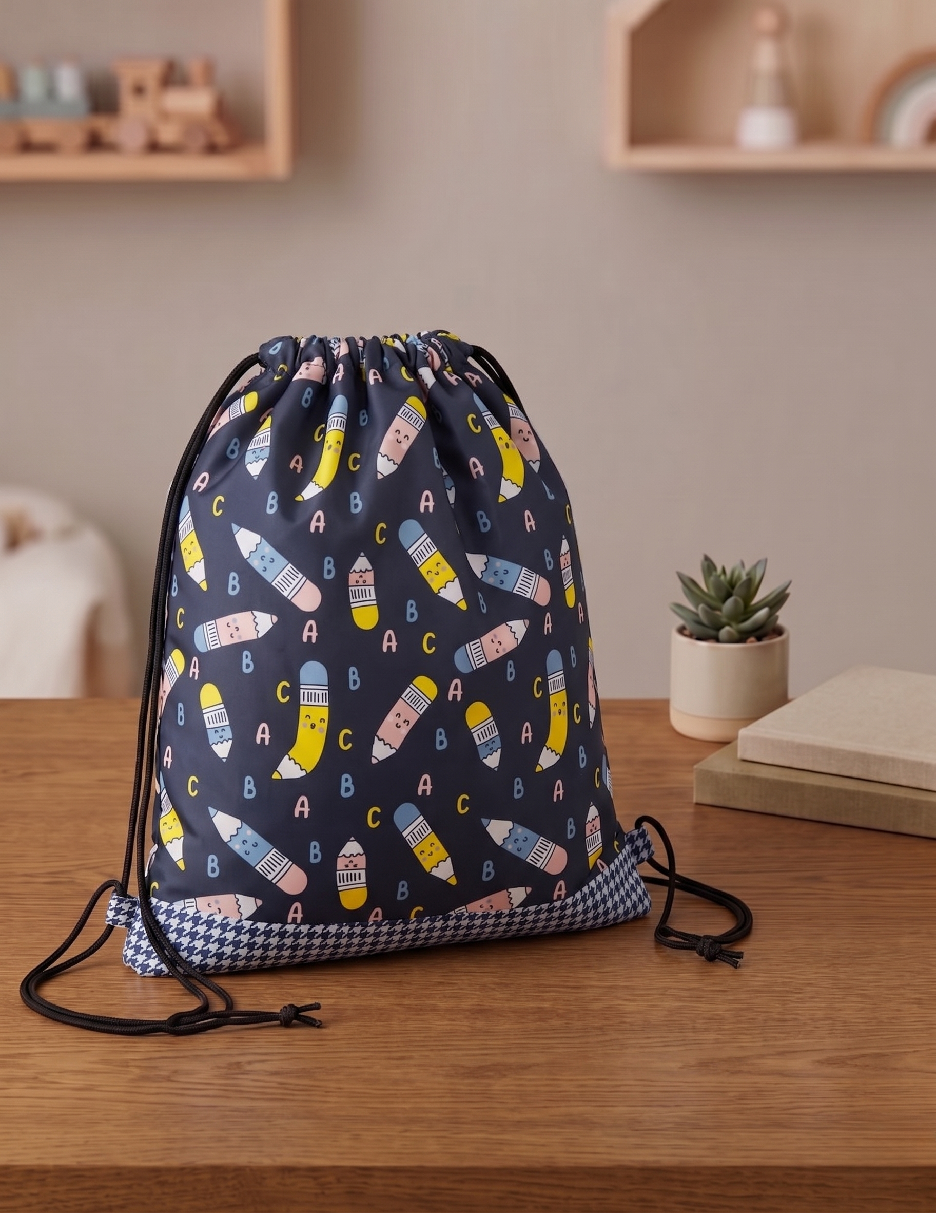 ABC DOODLE PRINT DRAWSTRING BACKPACK