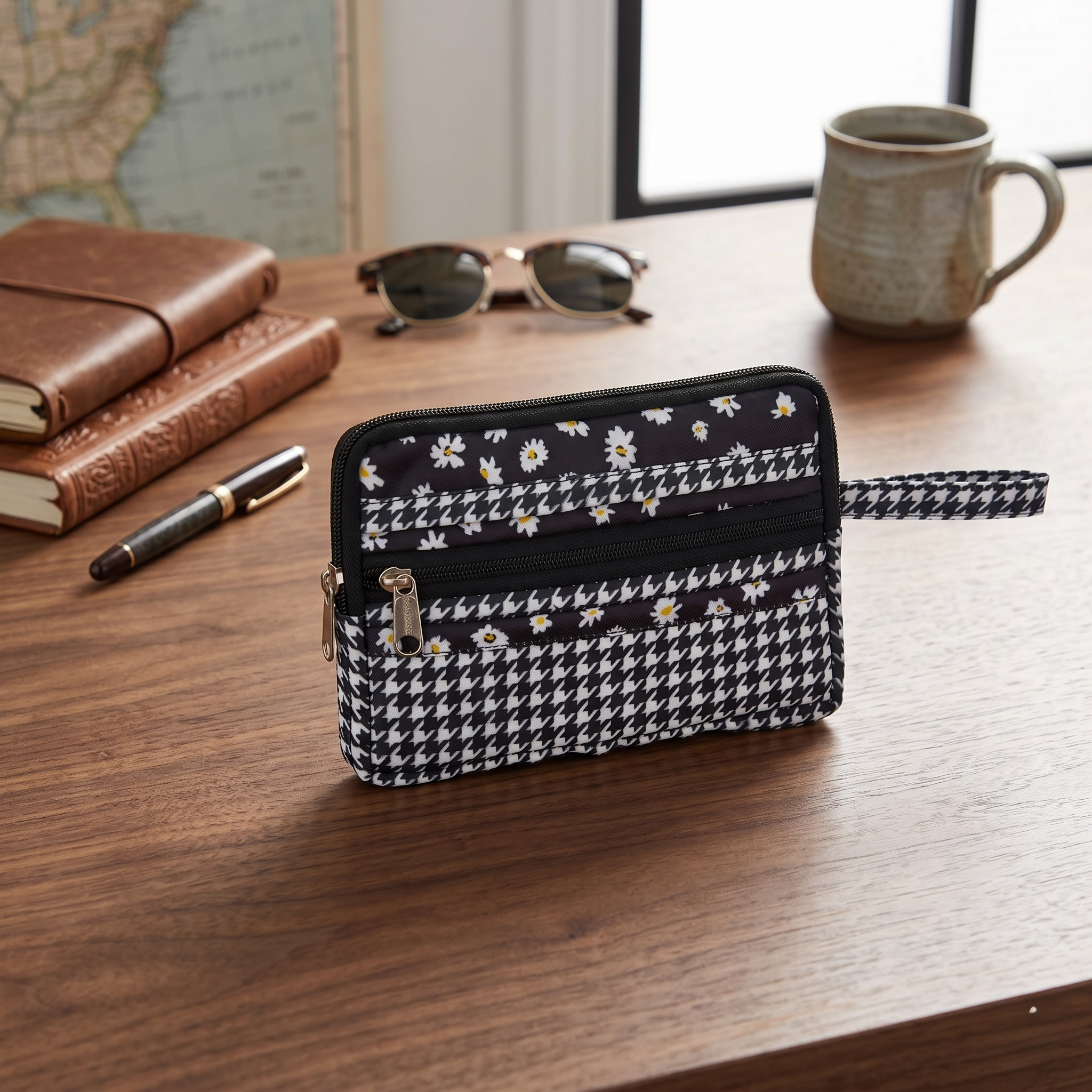 MIDNIGHT DAISY PRINT ESSENTIAL TRAVEL COMPACT ORGANIZER
