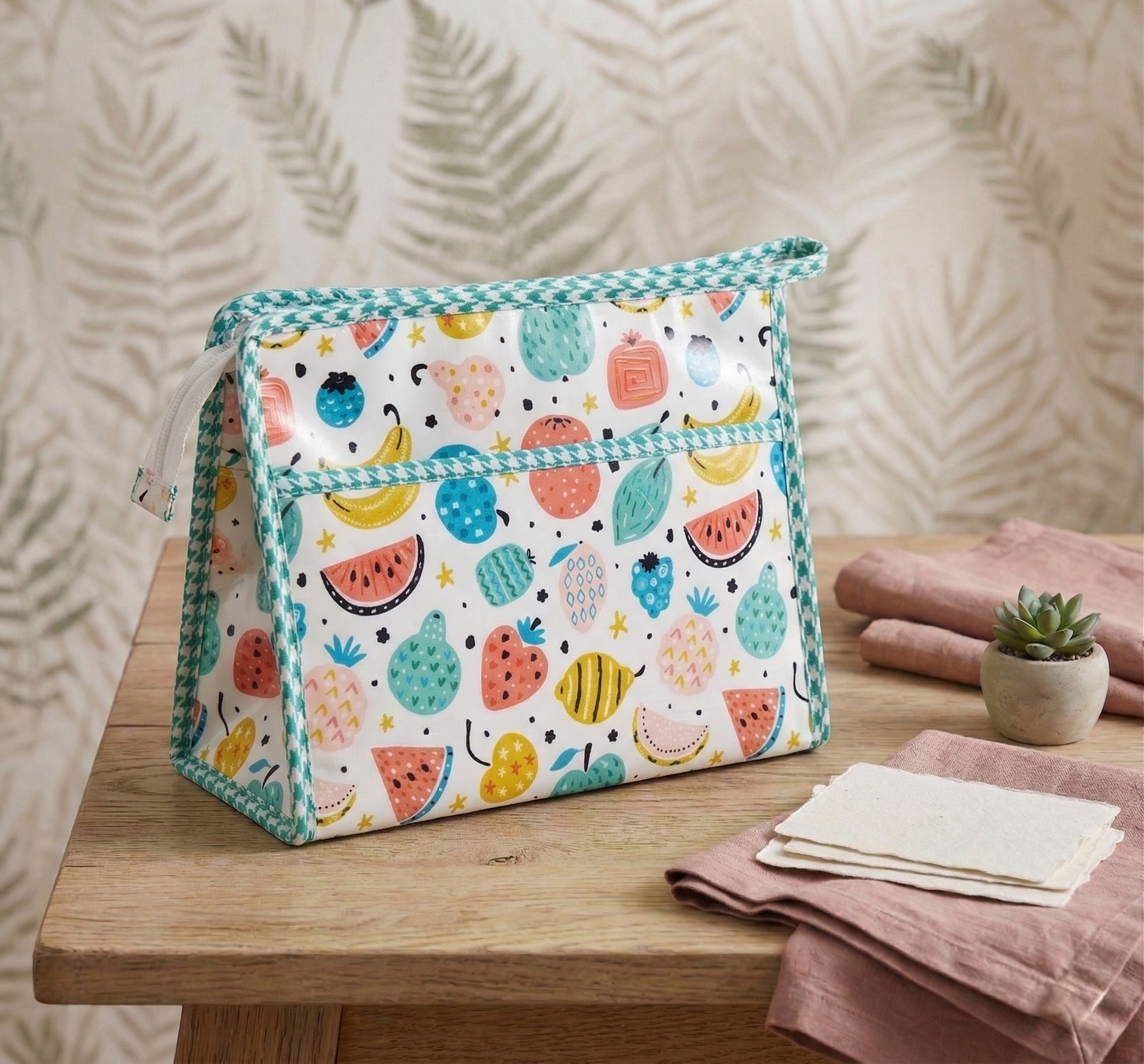 FRUIT FIESTA PRINT TRIOZIP TOILETRY BAG