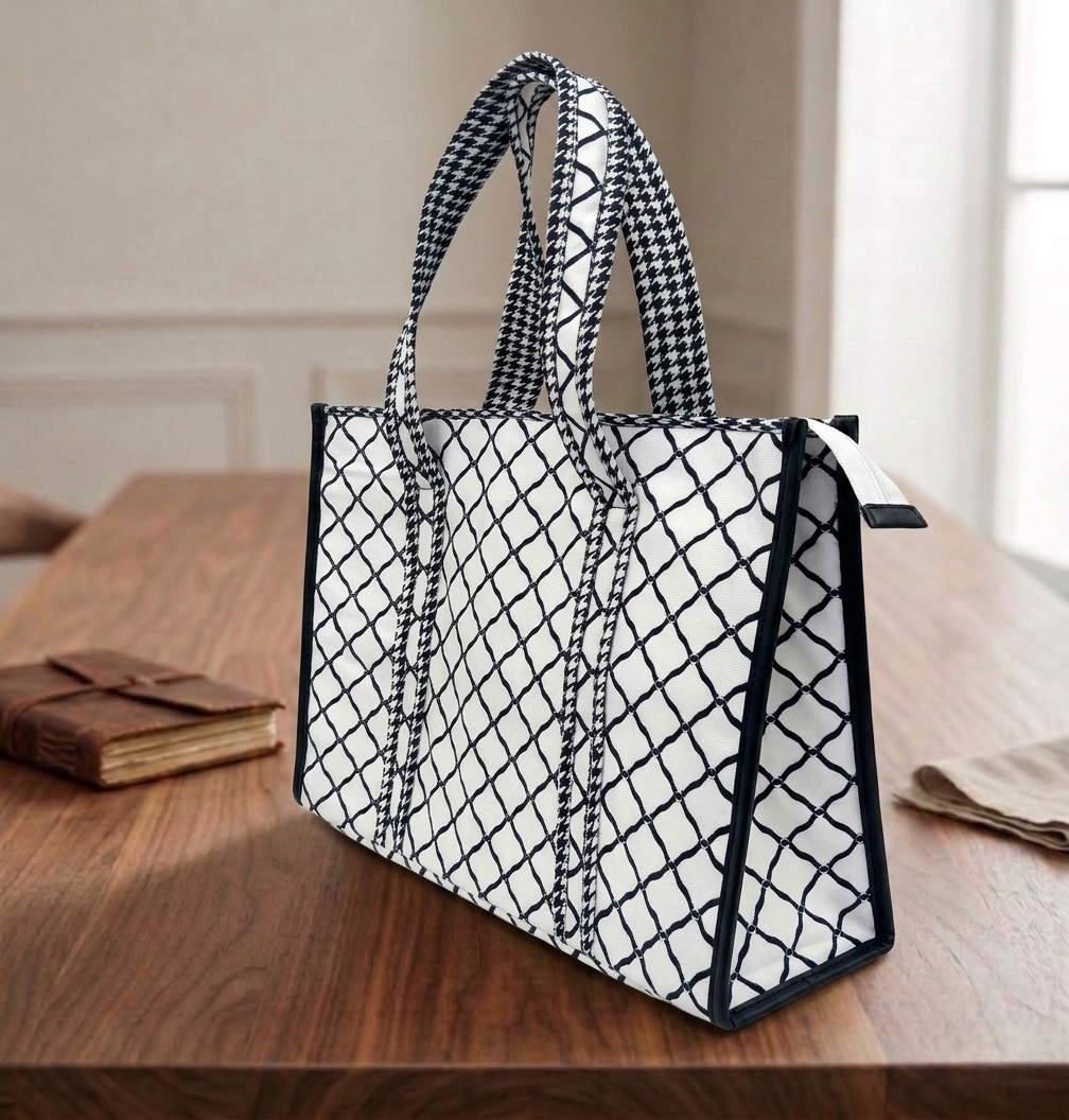 DIAMOND CHAIN ELEGANCE PRINT SMALL TOTE BAG