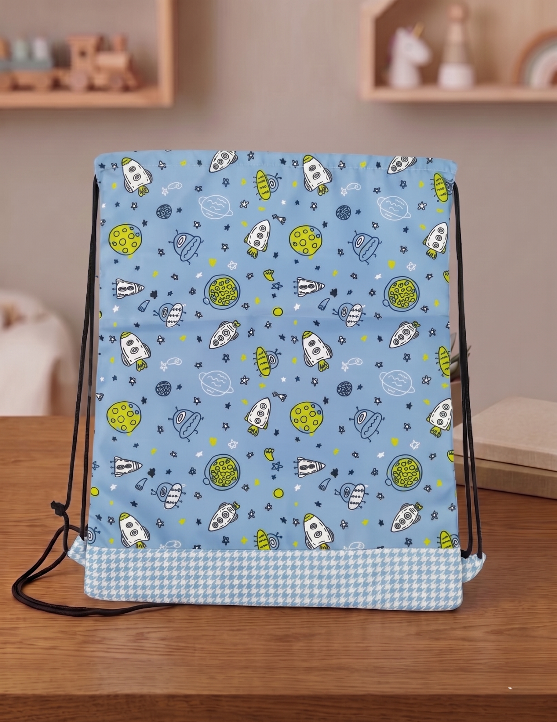 LITTLE ASTRONAUTS PRINT DRAWSTRING BACKPACK