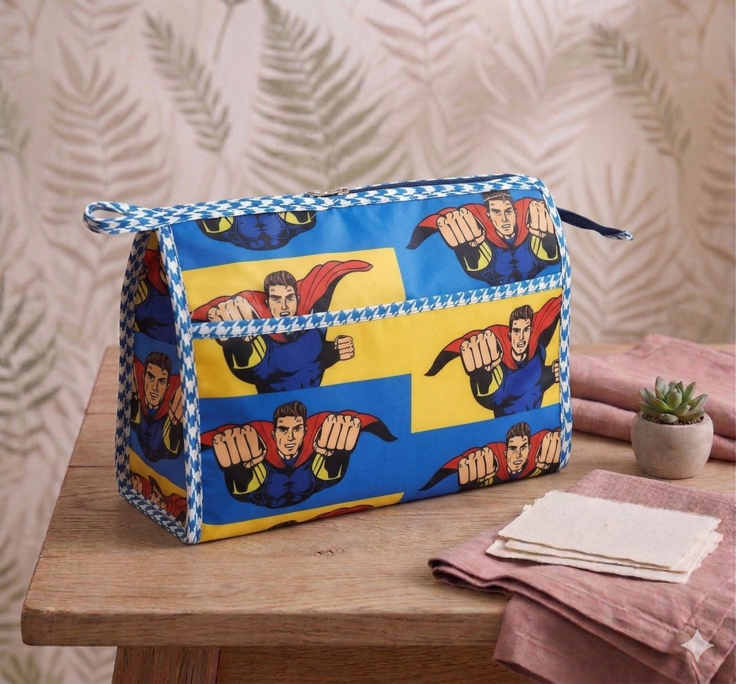 SUPER CAP PRINT TRIOZIP TOILETRY BAG