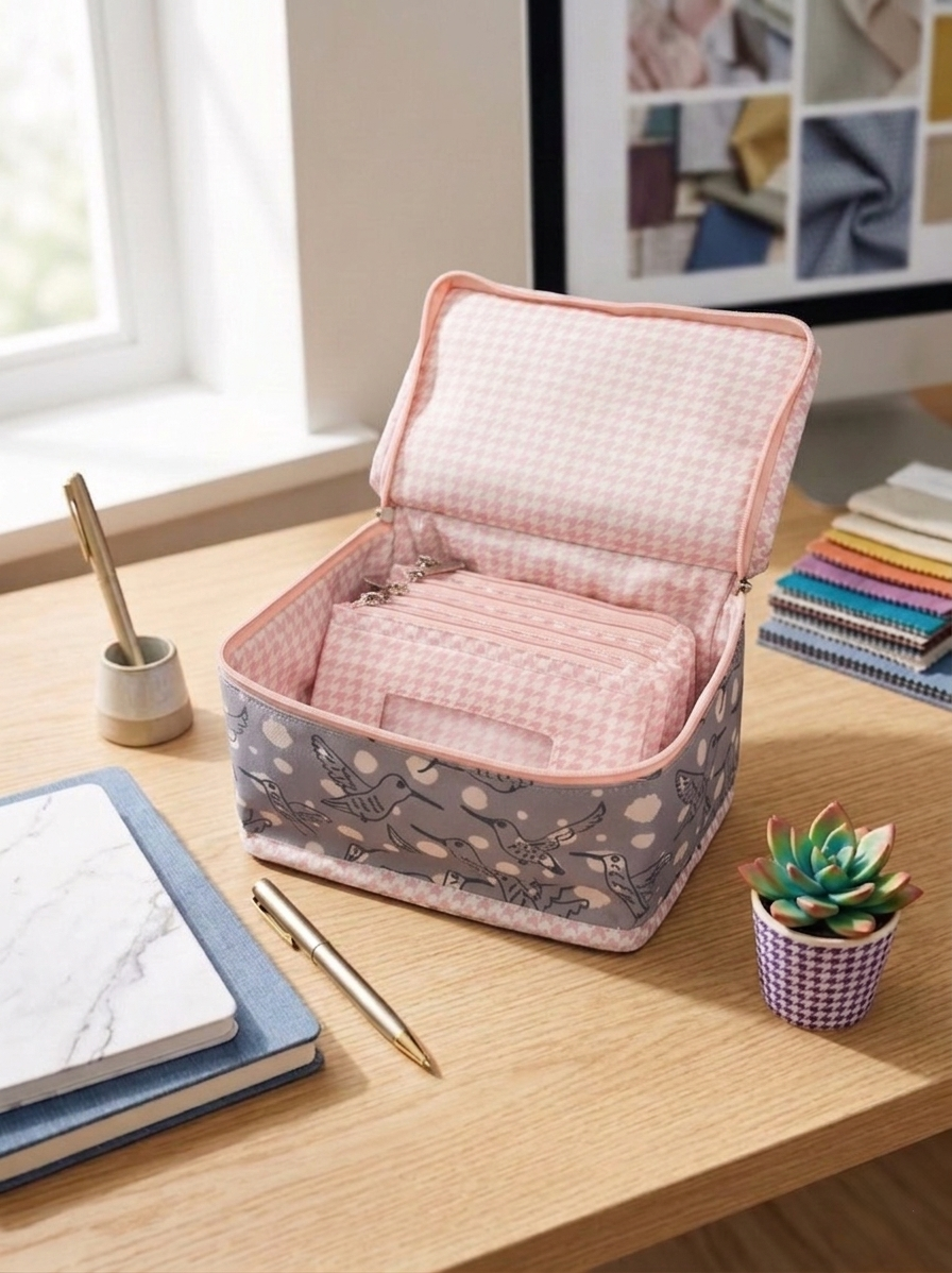 BIRDS PRINT  JEWELLERY  POUCH ORGANISER