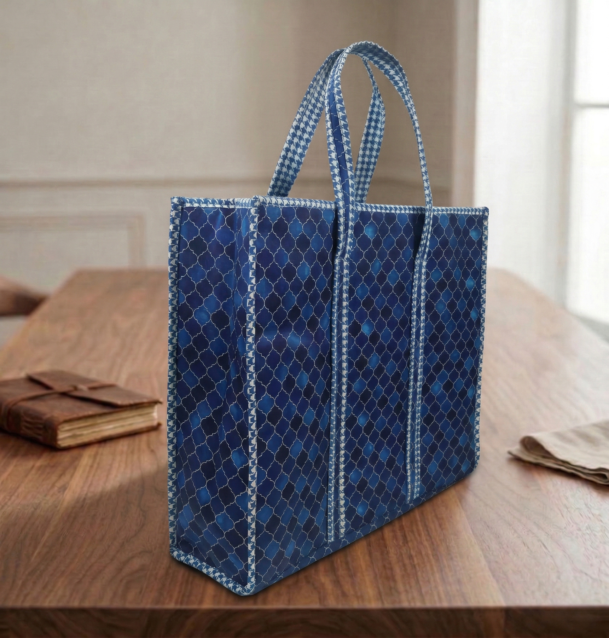 INDIGO MOSAIC PRINT Everyday Tote