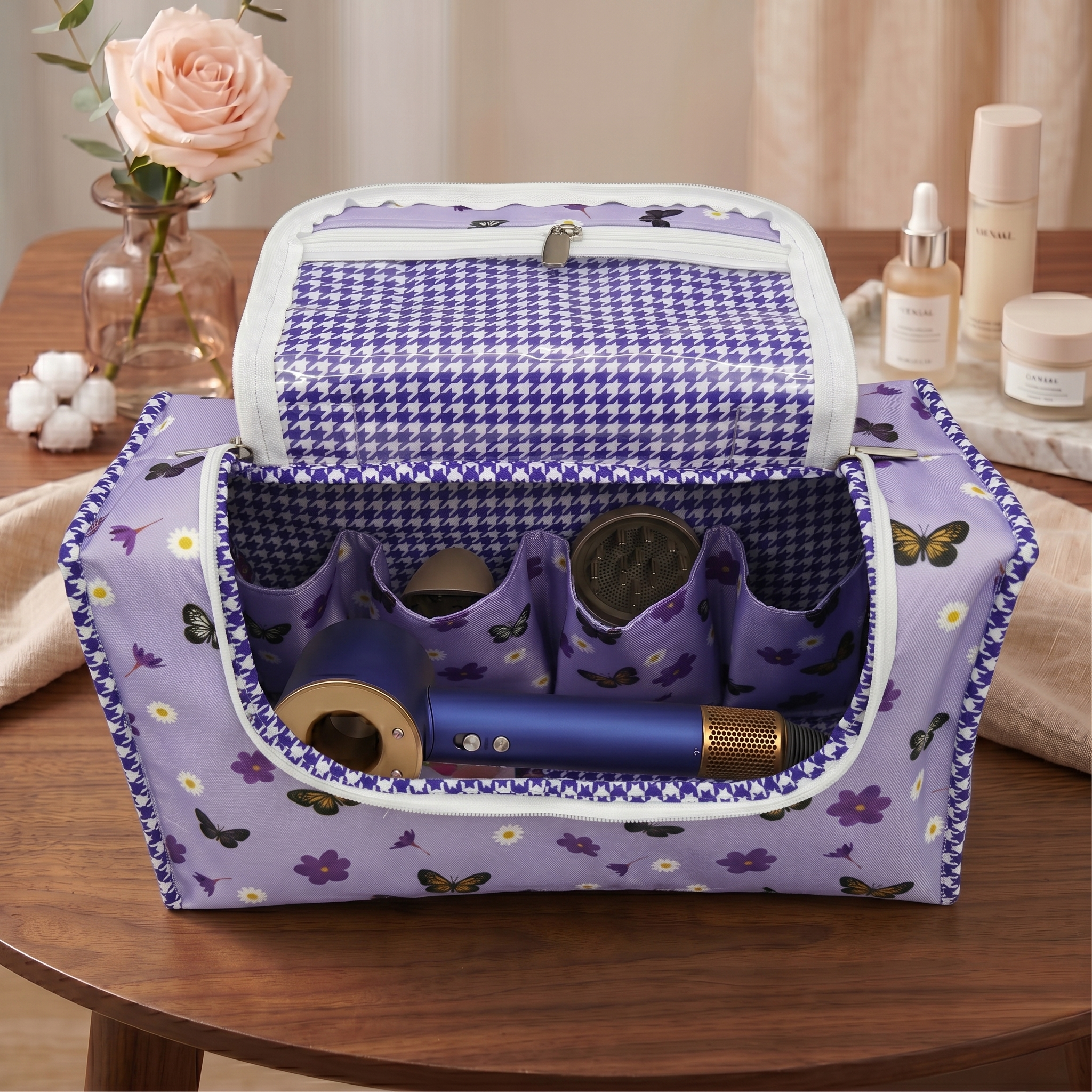 LAVENDER BUTTERFLY MEADOW PRINT DYSON HAIR DRYER COVER